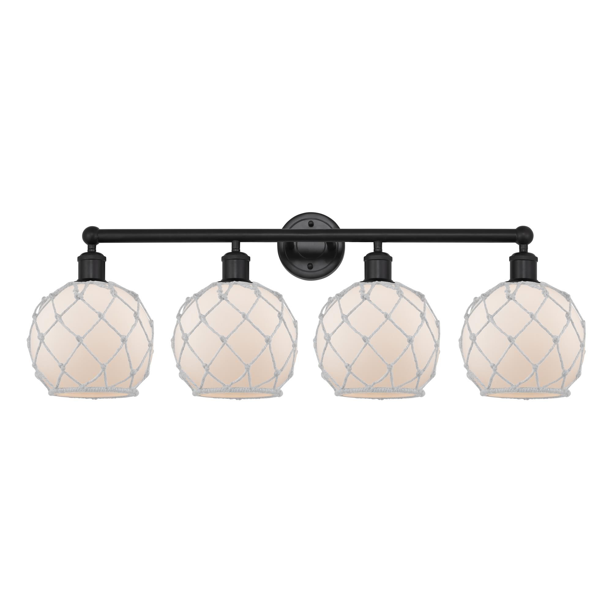 Shown in Matte Black finish and White with White Rope glass