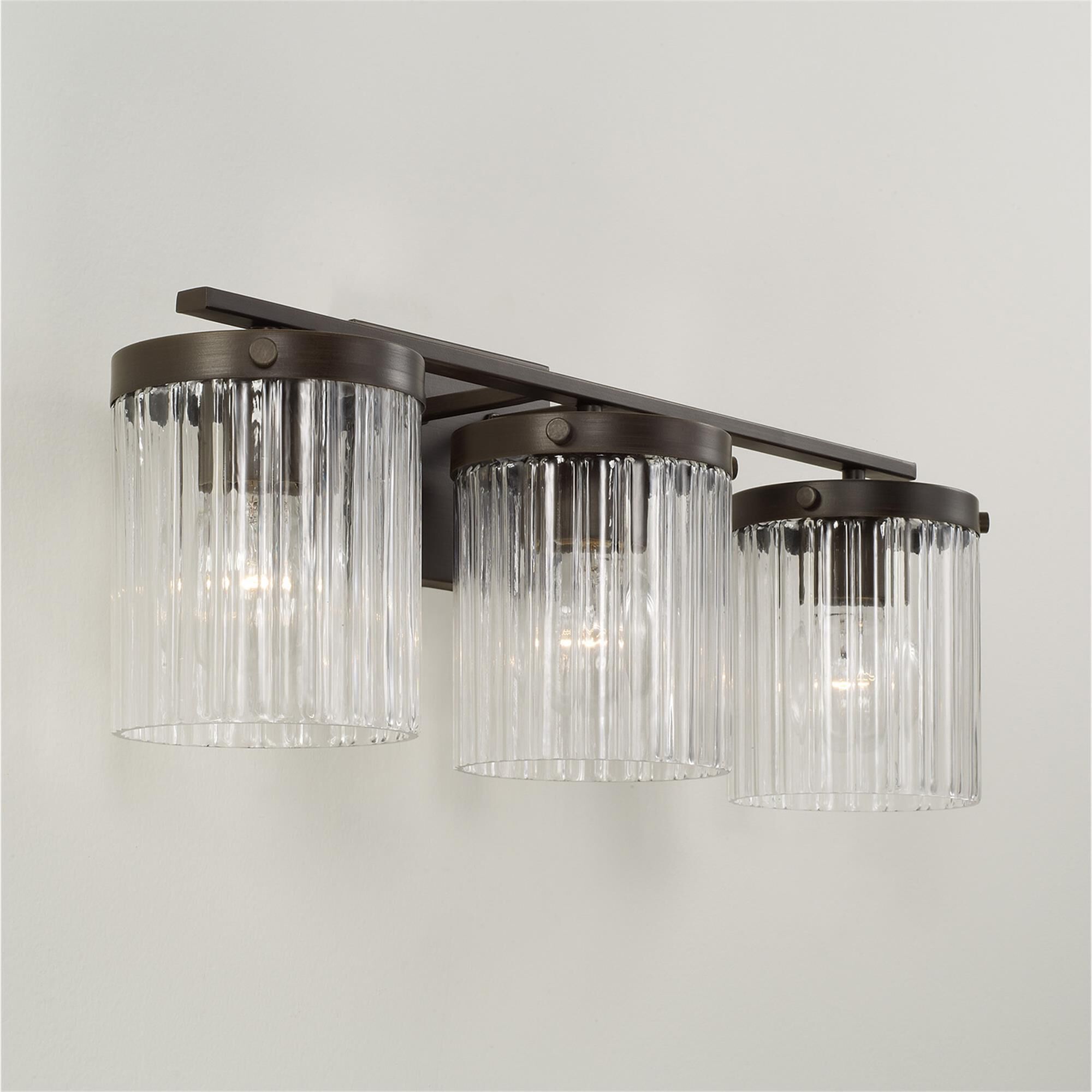 Shown in Oil Rubbed Bronze finish and Beveled Fluted glass