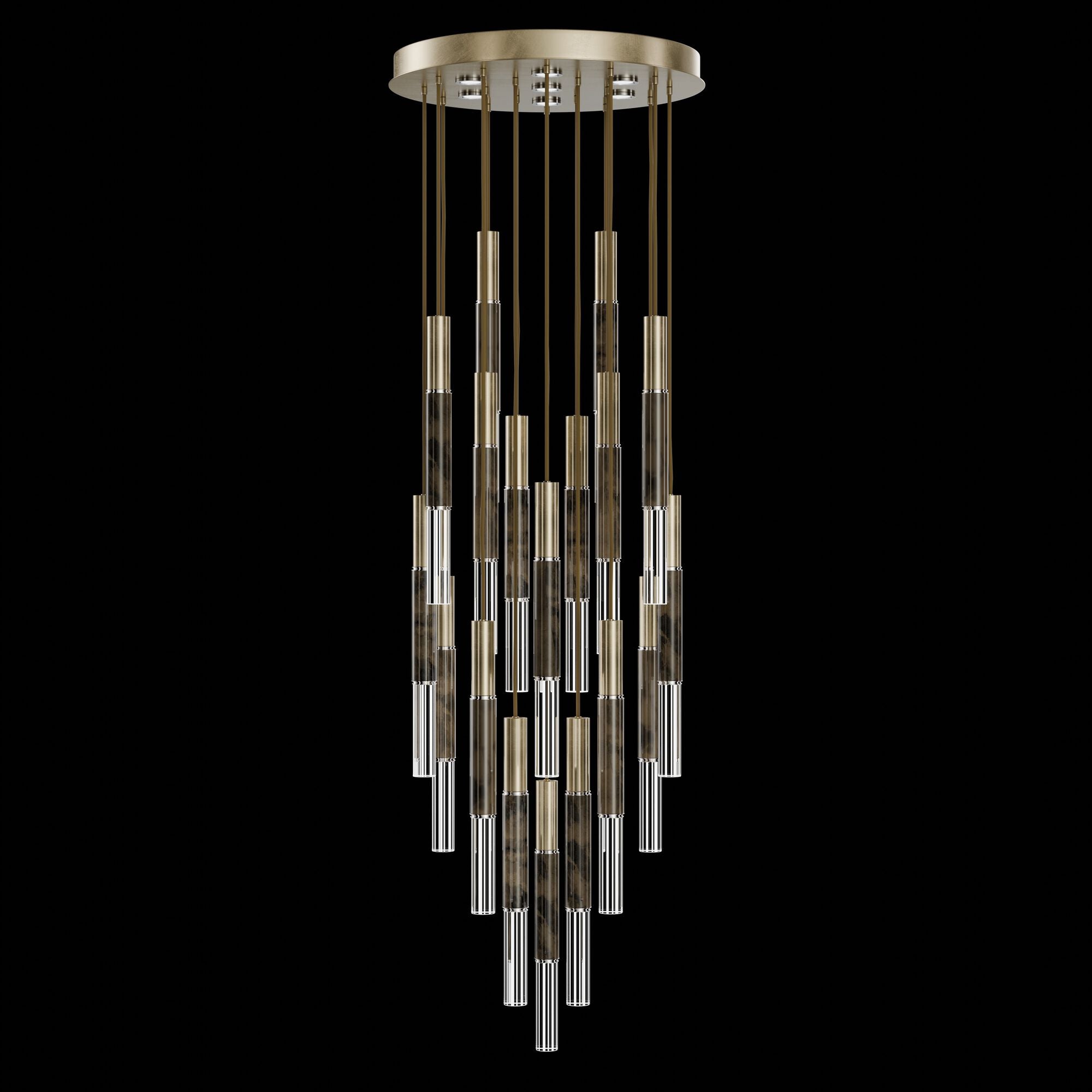 Shown in Gold finish and True crystal and False glass