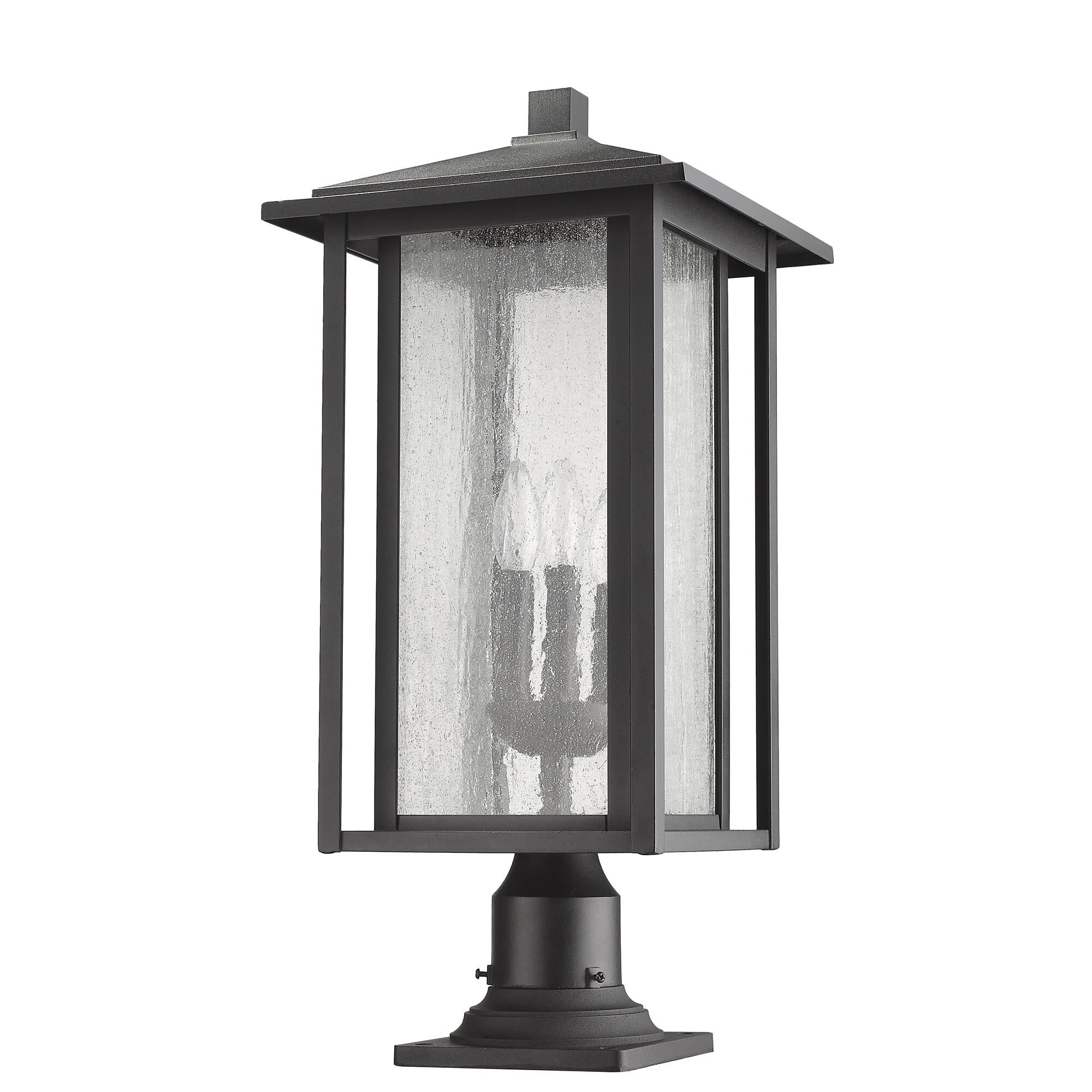Shown in Black finish and Glass shade