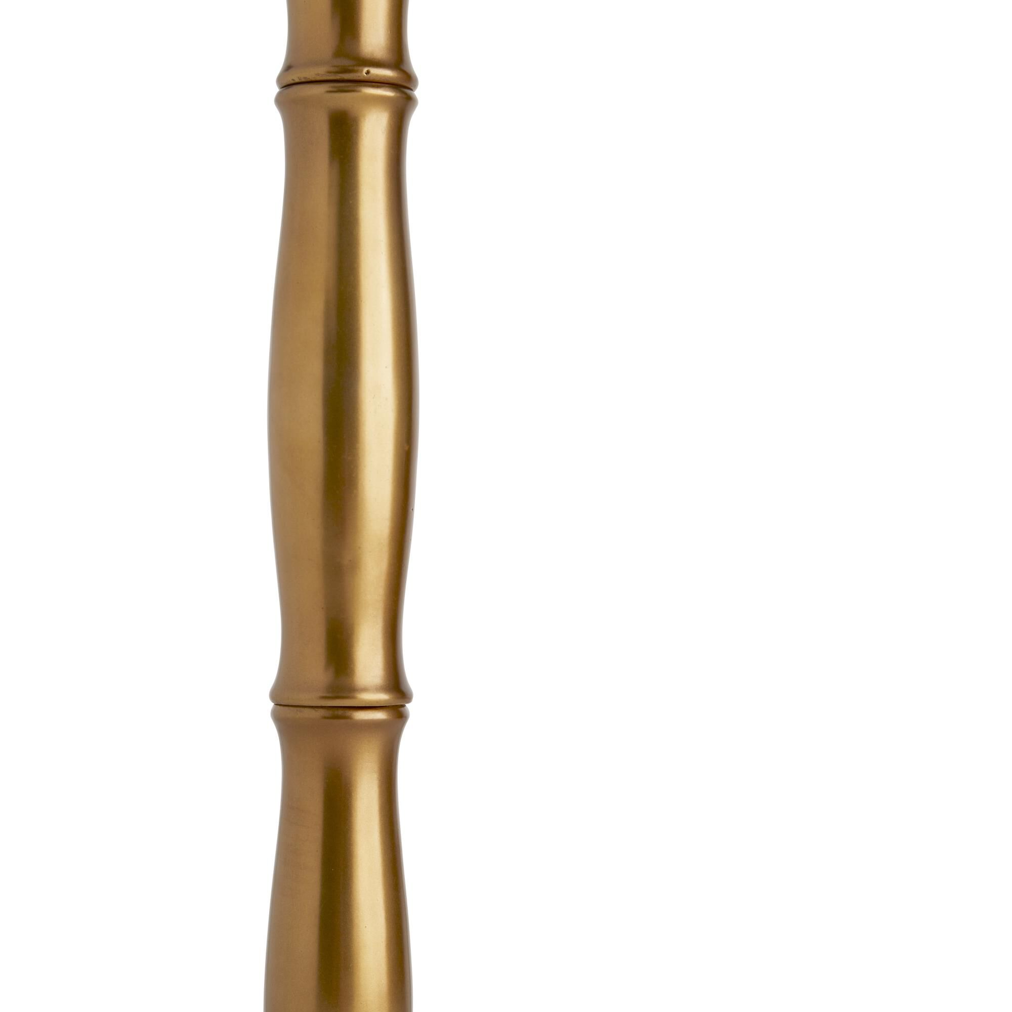 Shown in Antique Brass finish and Linen shade