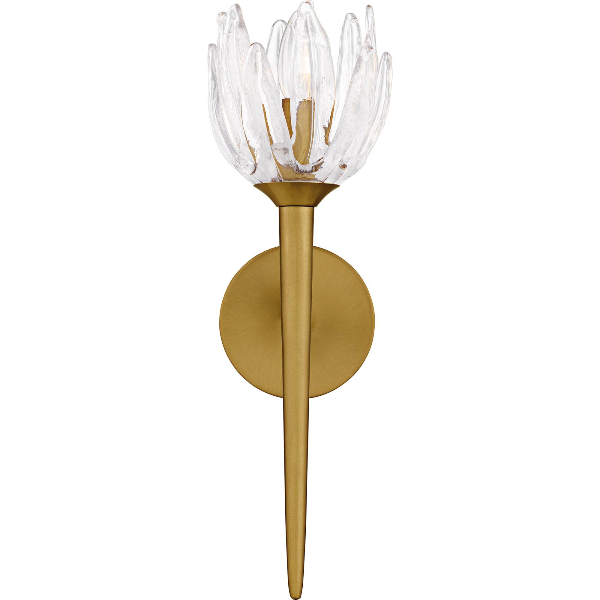 Shown in Brushed Gold finish and Glass shade