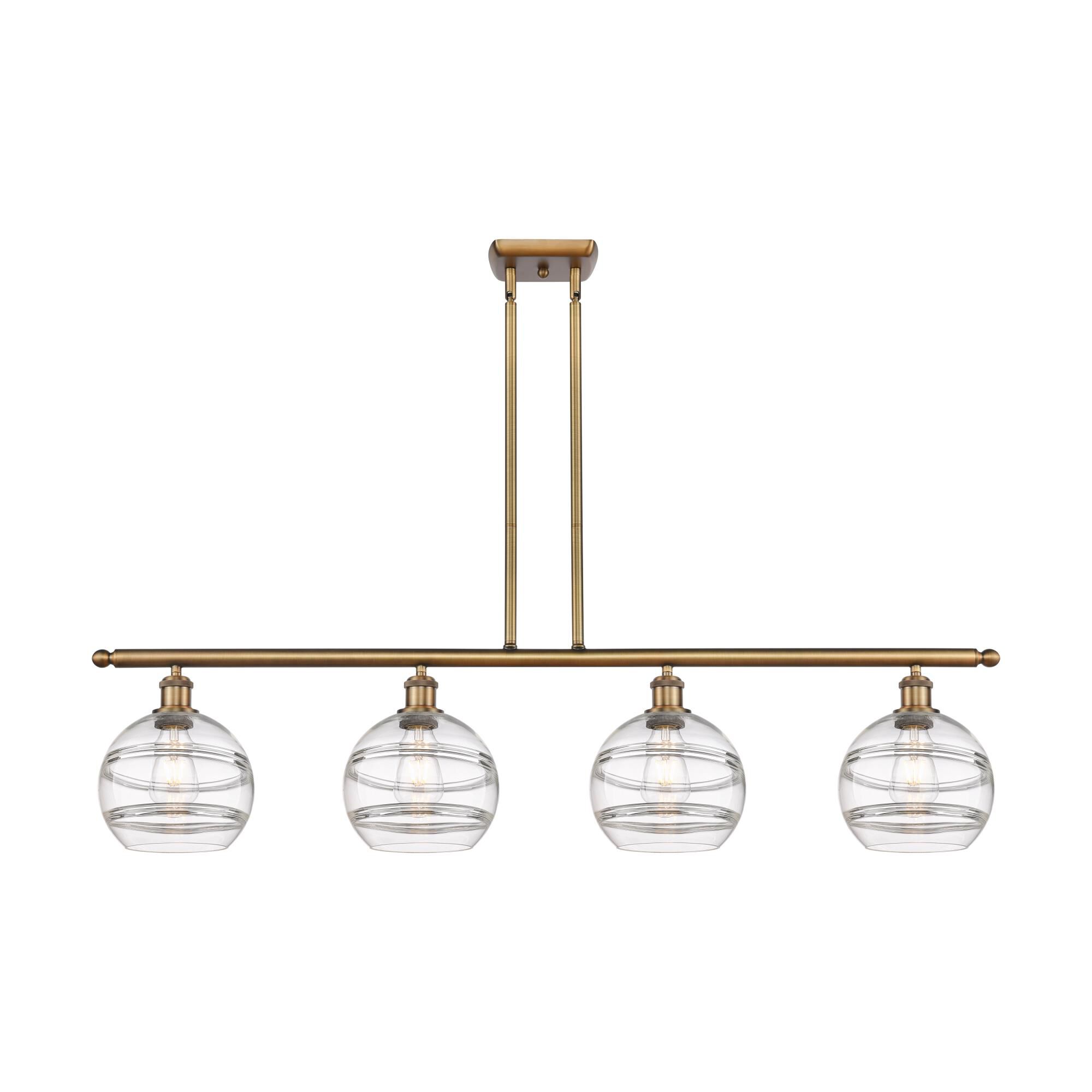 Shown in Brushed Brass finish and Clear glass
