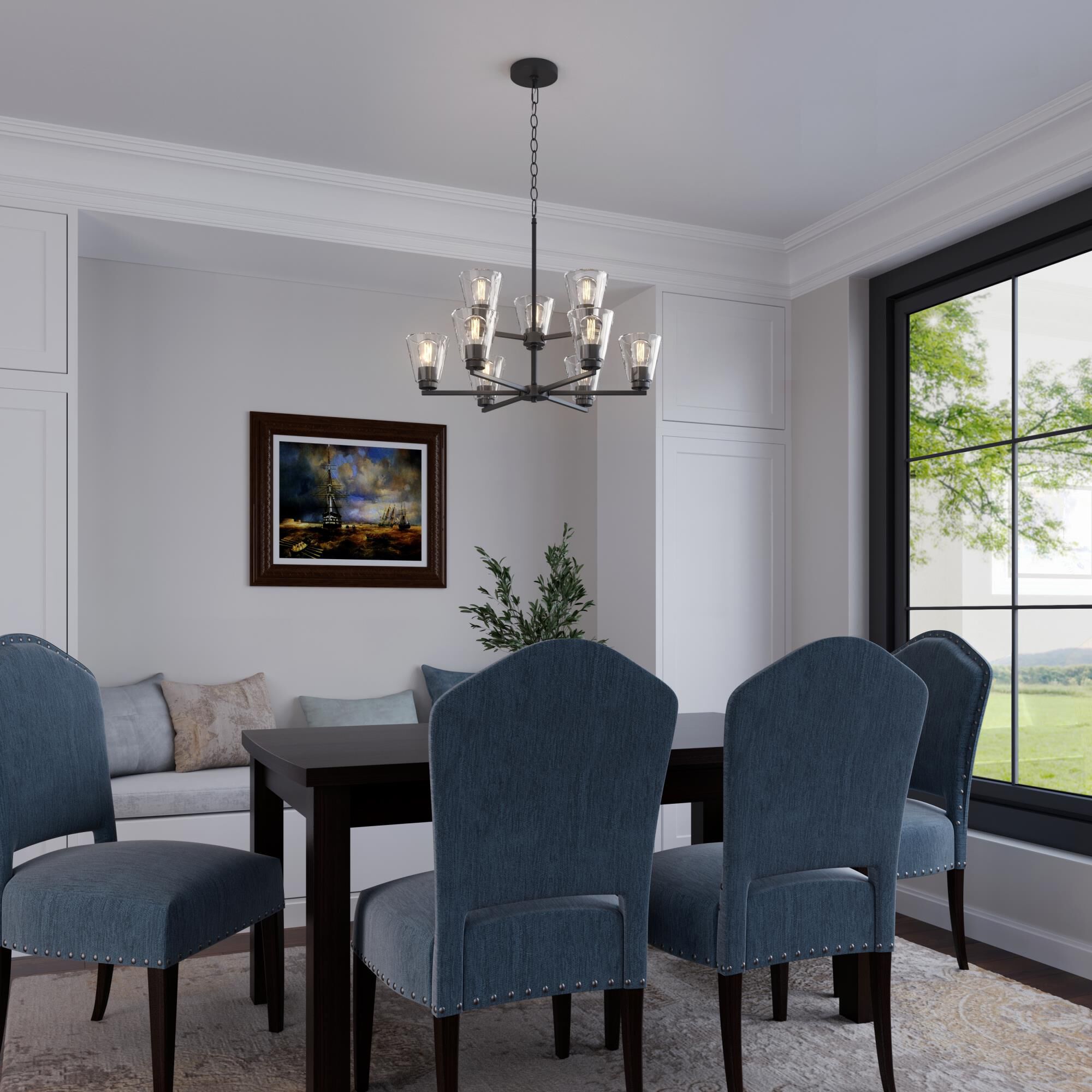 Shown in Matte Black finish and Clear glass