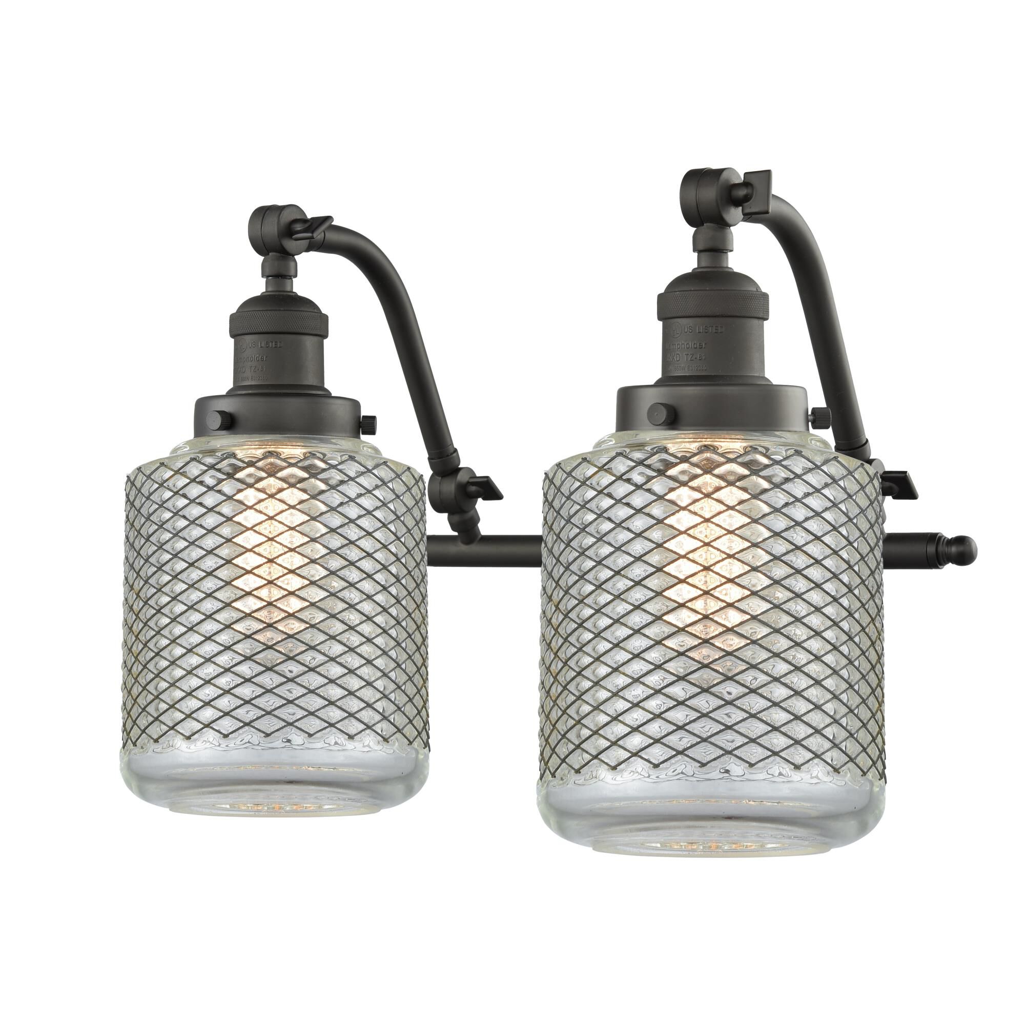 Shown in Oil Rubbed Bronze finish and Clear Wire Mesh glass