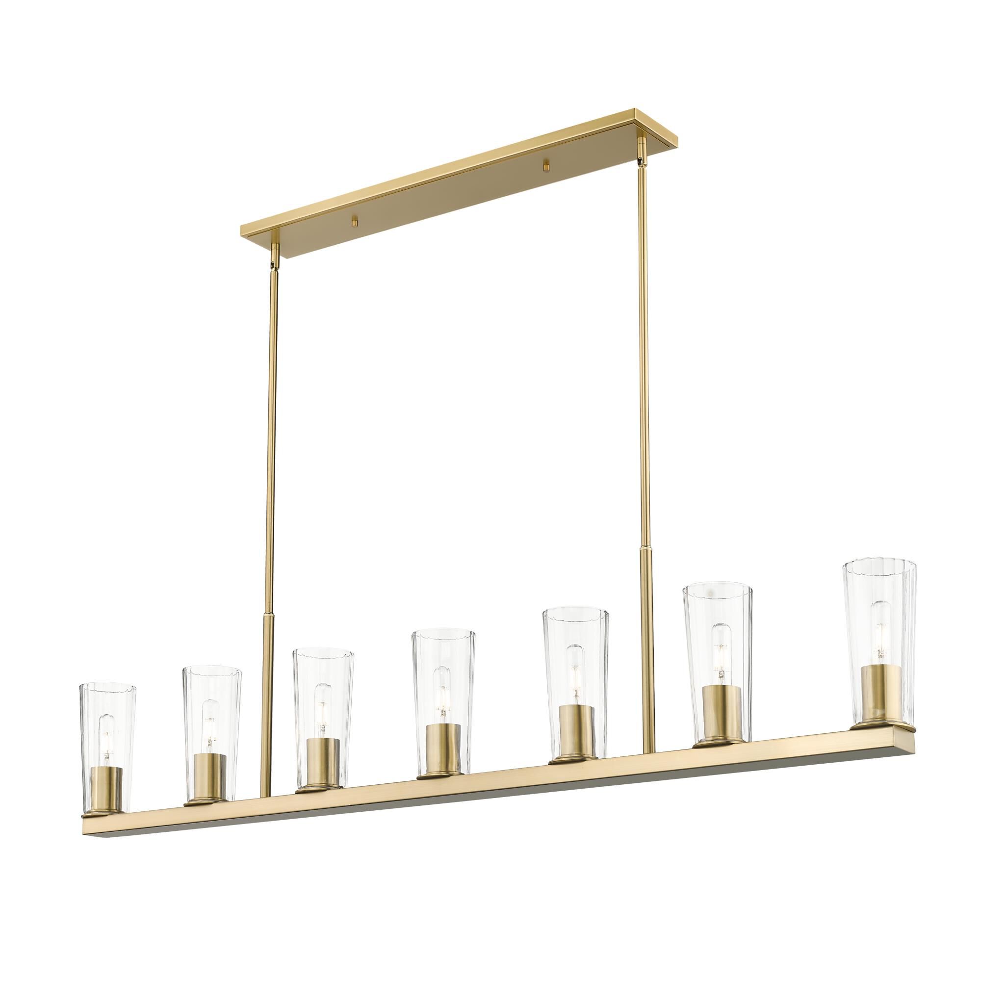 Shown in Modern Gold finish and Clear glass and Clear shade