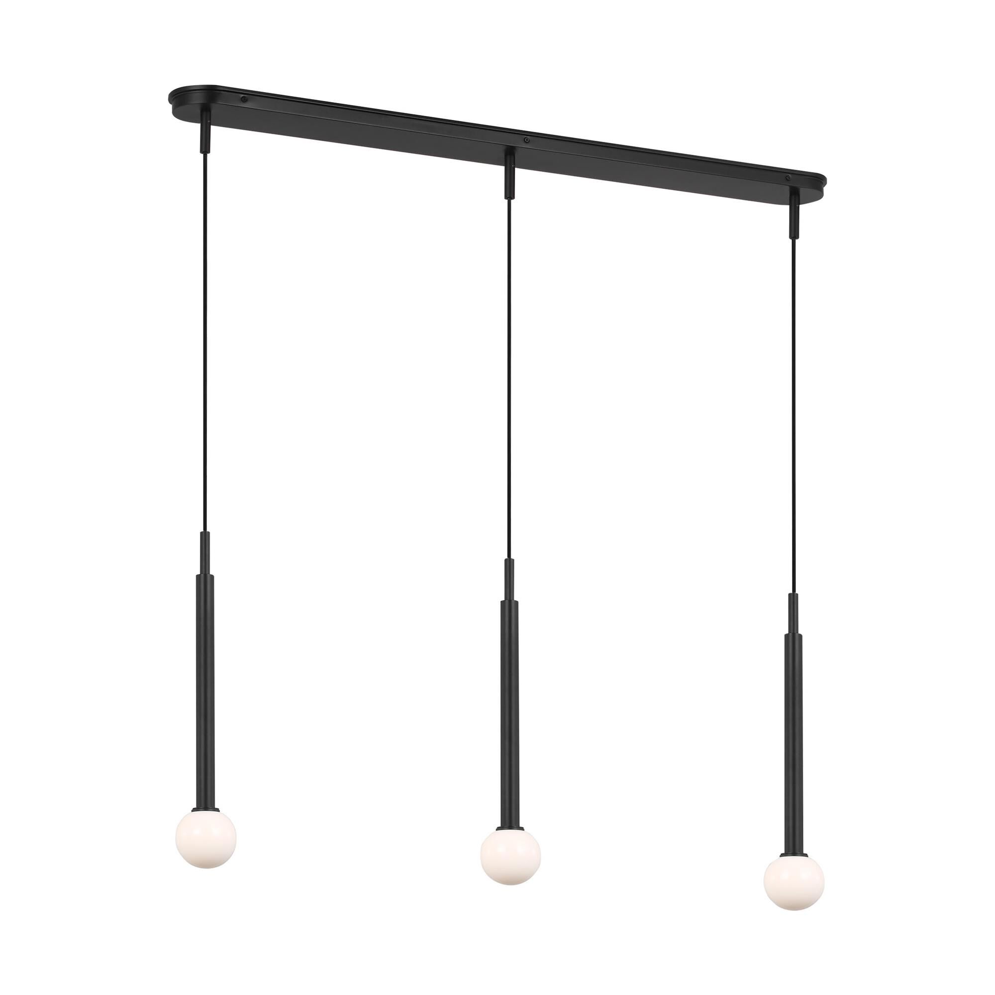 Shown in Midnight Black finish and Milk glass