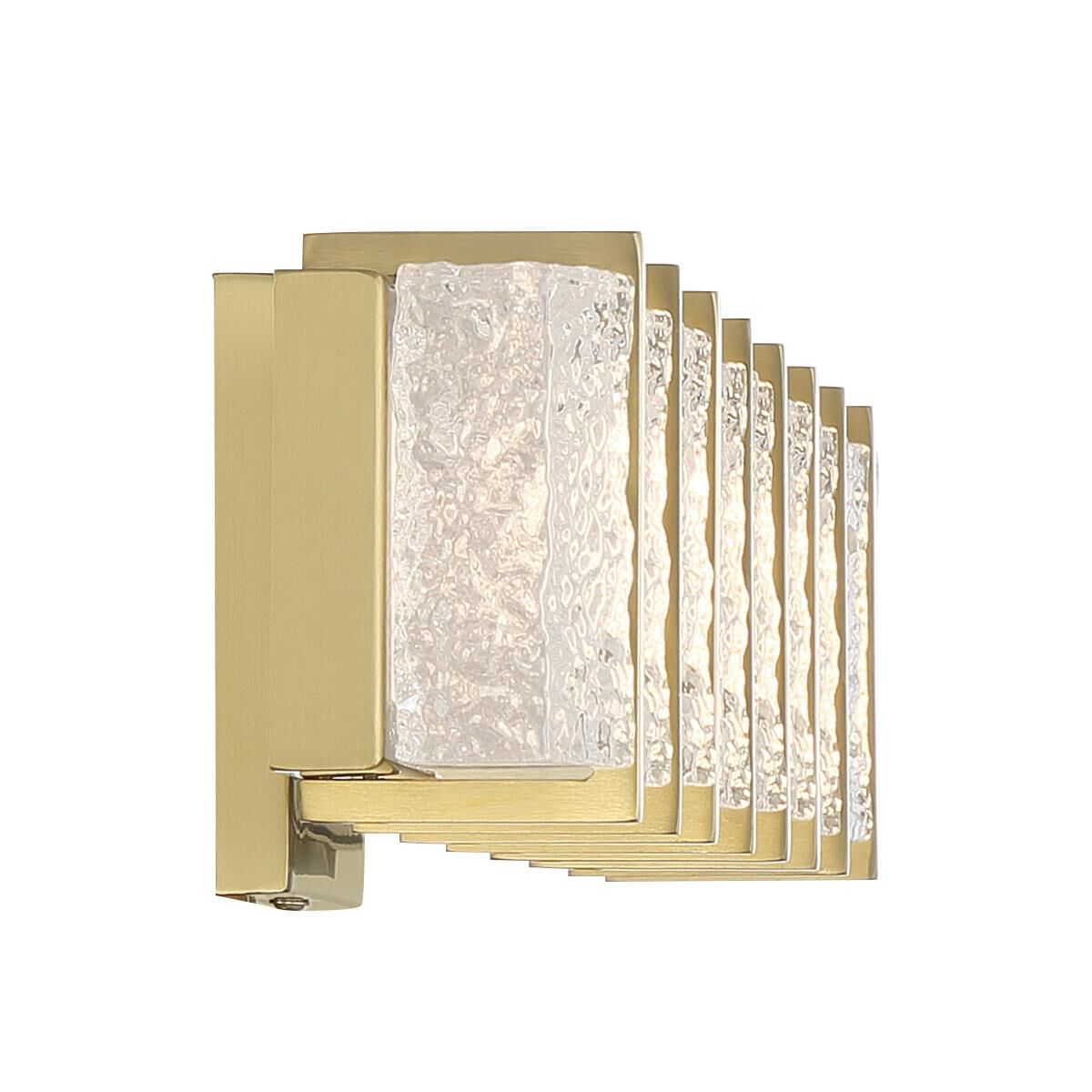 Shown in Soft Brass finish and Clear Textured glass