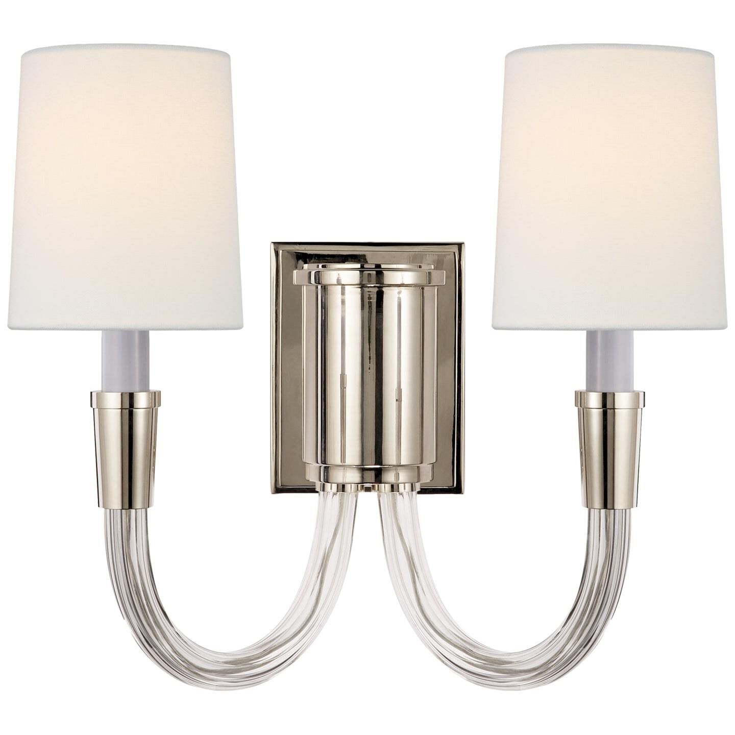 Shown in Polished Nickel  finish and Linen shade