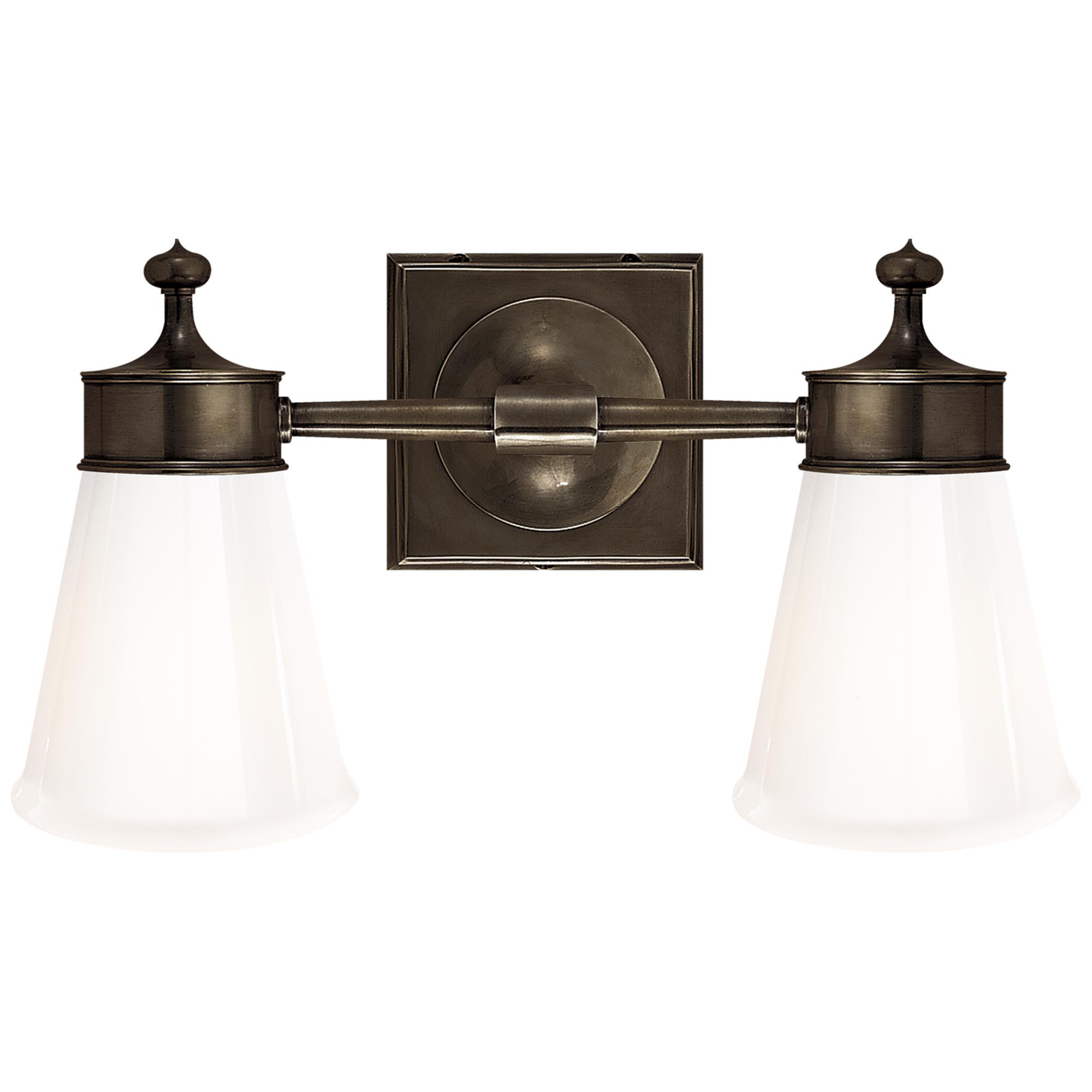 Shown in Bronze finish and White glass