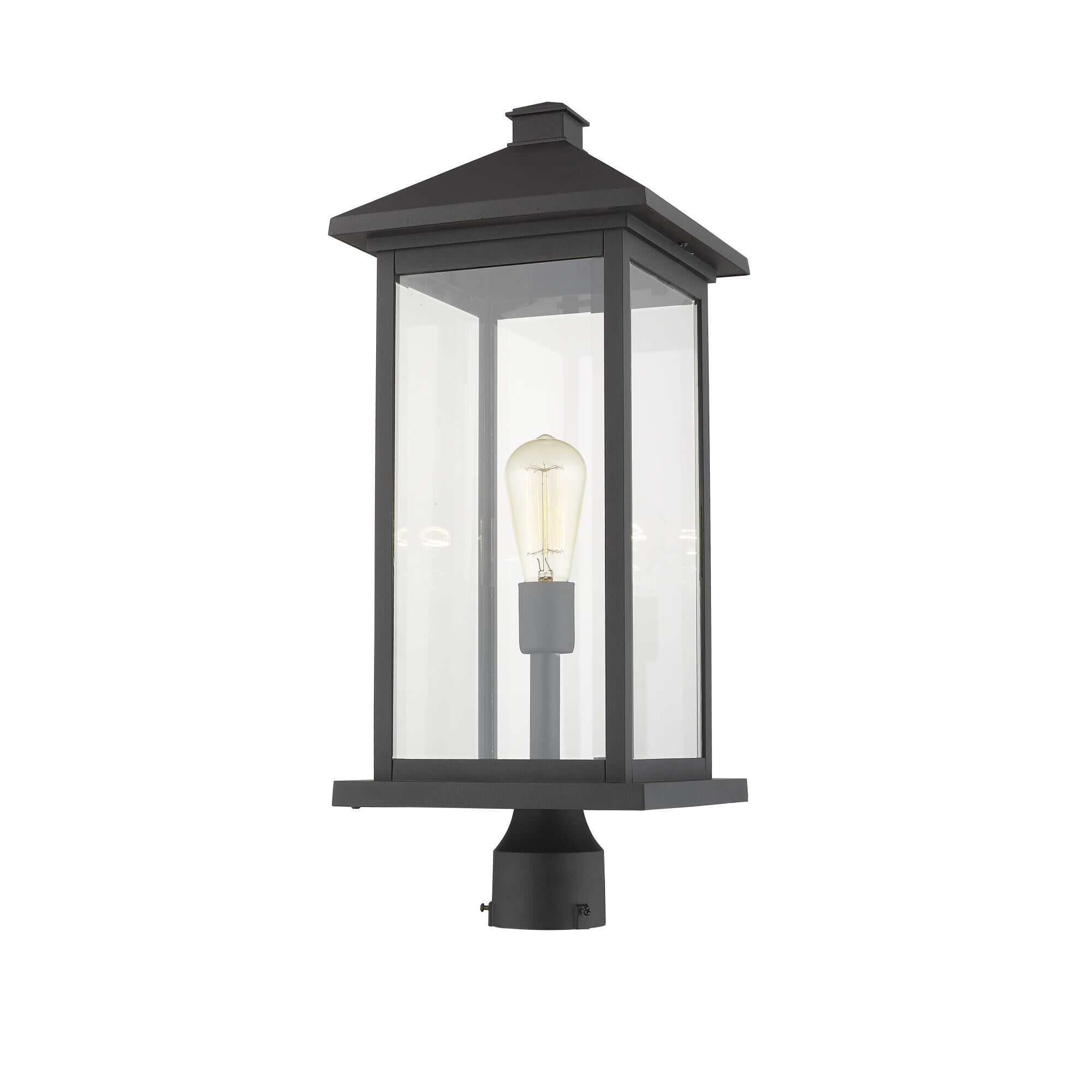 Shown in Black finish and Glass shade