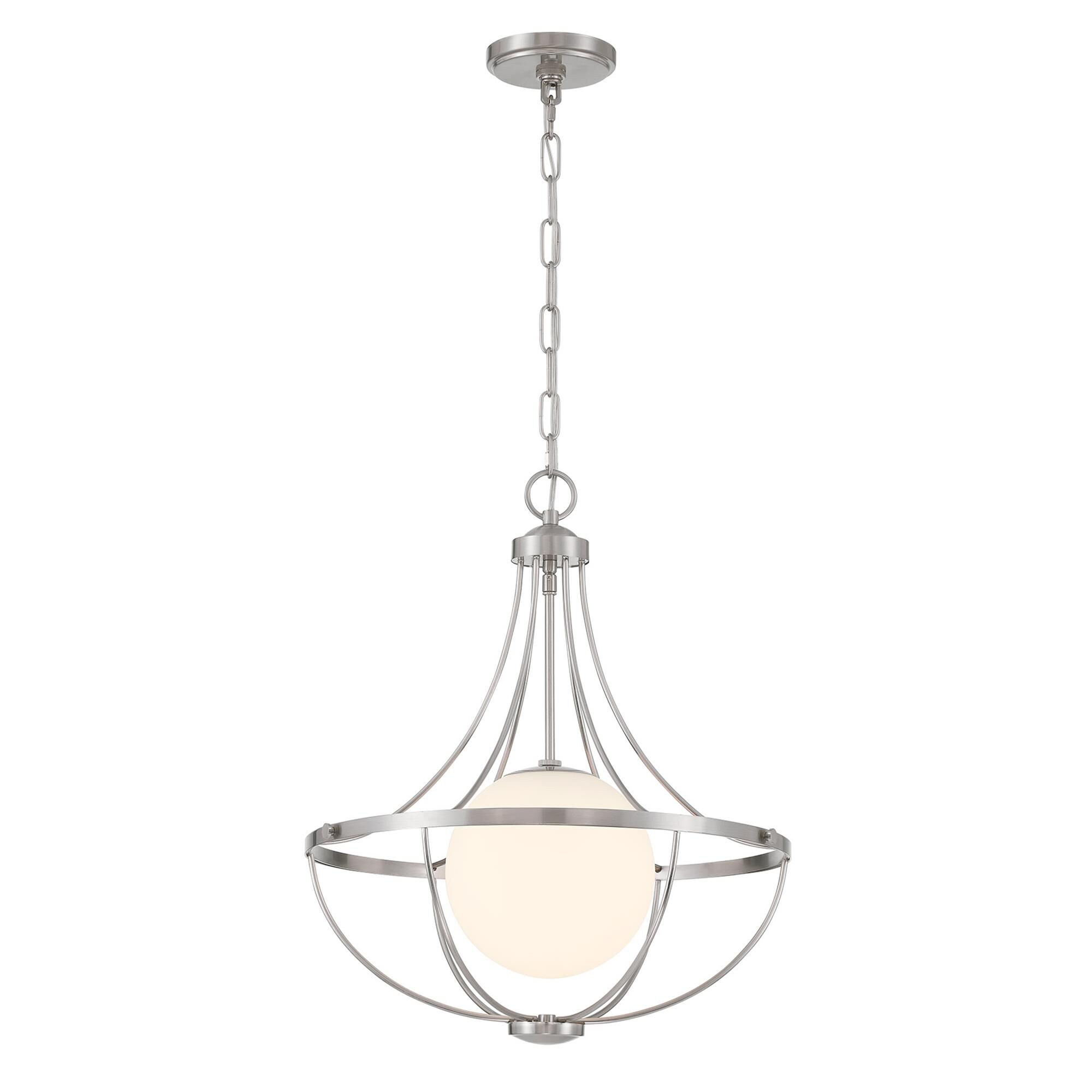 Shown in Brushed Nickel finish and White Opal glass