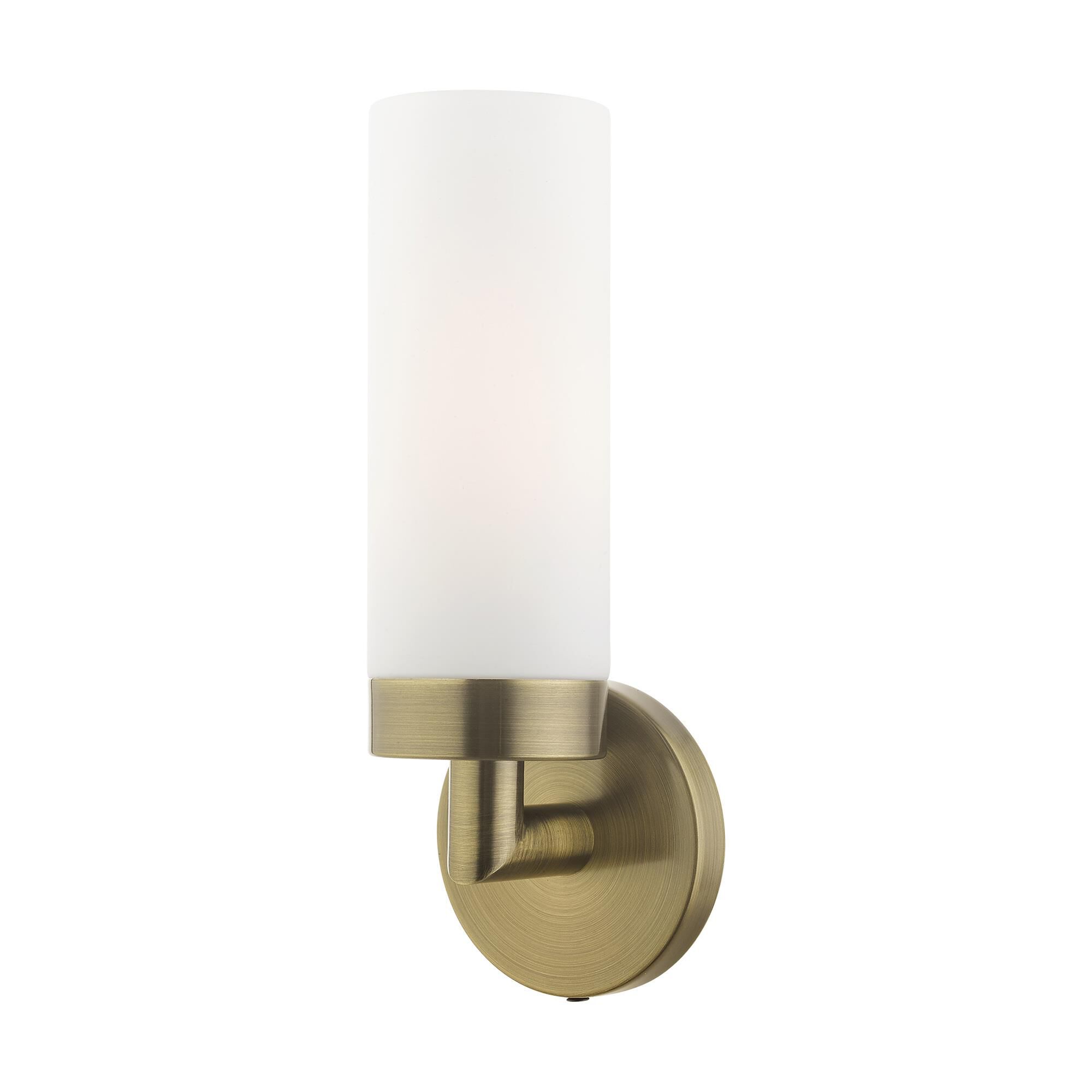 Shown in Antique Brass finish and Hand Blown Satin Opal White glass and Hand Blown Satin Opal White Glass shade