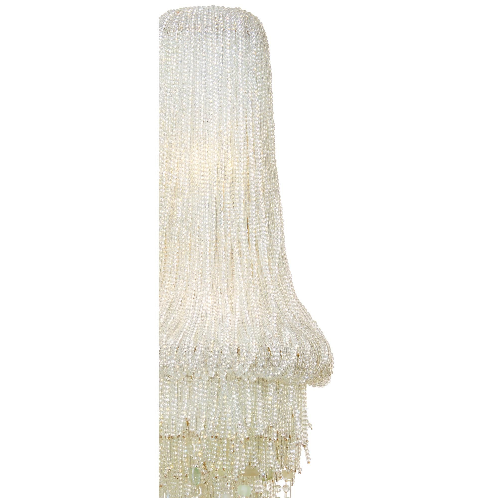 Shown in Polished Nickel finish and Clear Crystal Beads with Sea glass