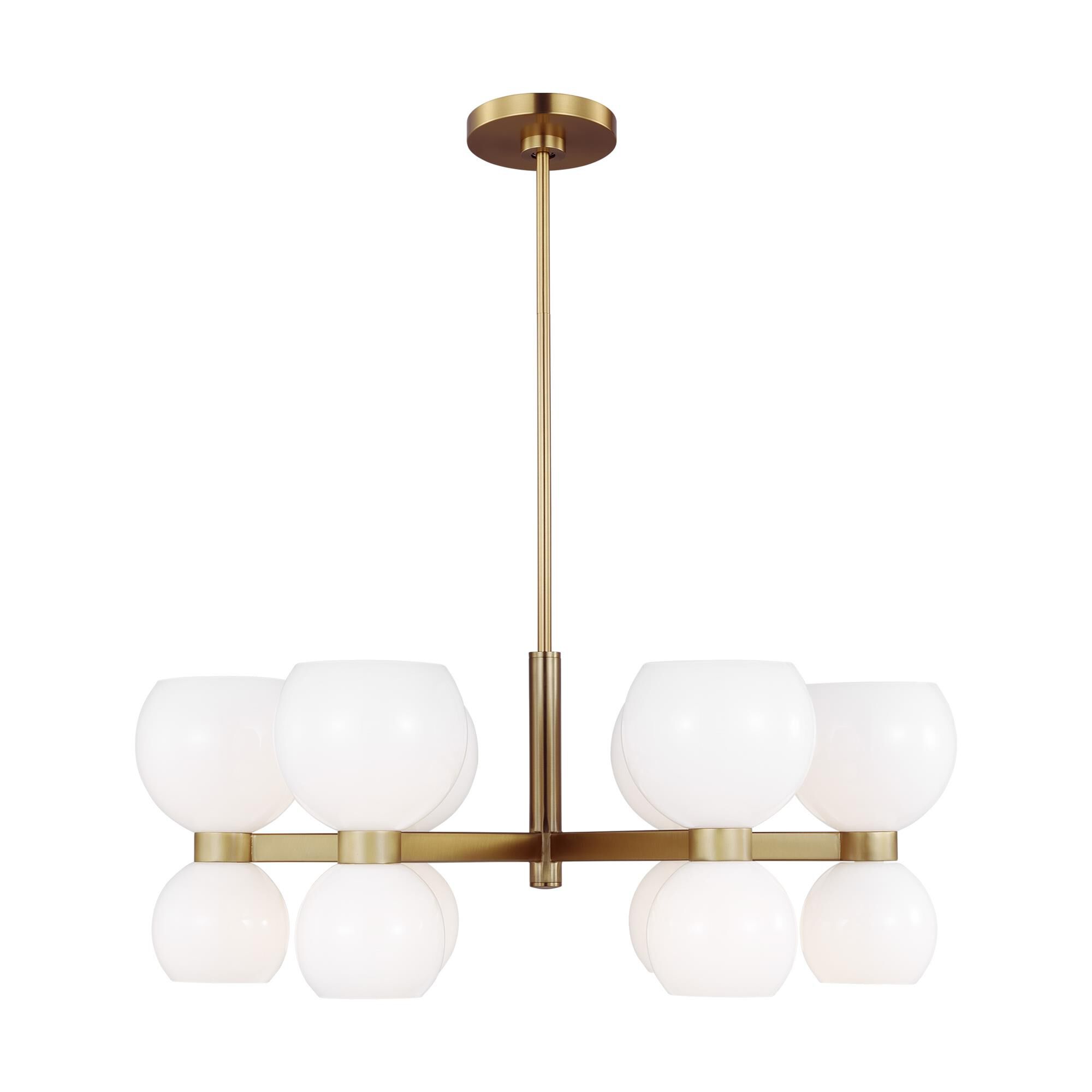 Shown in Burnished Brass finish and Milk White glass