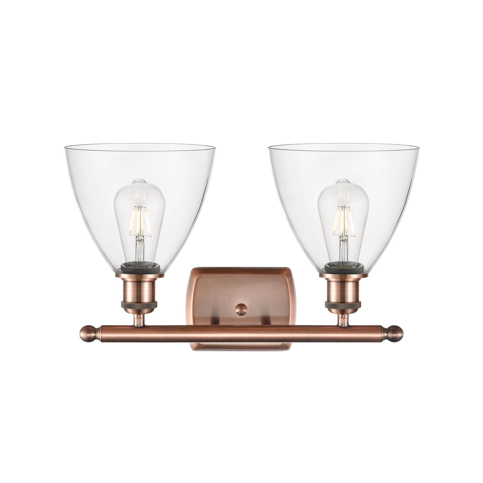 Shown in Antique Copper finish and Clear Ballston Dome glass and No Shade shade