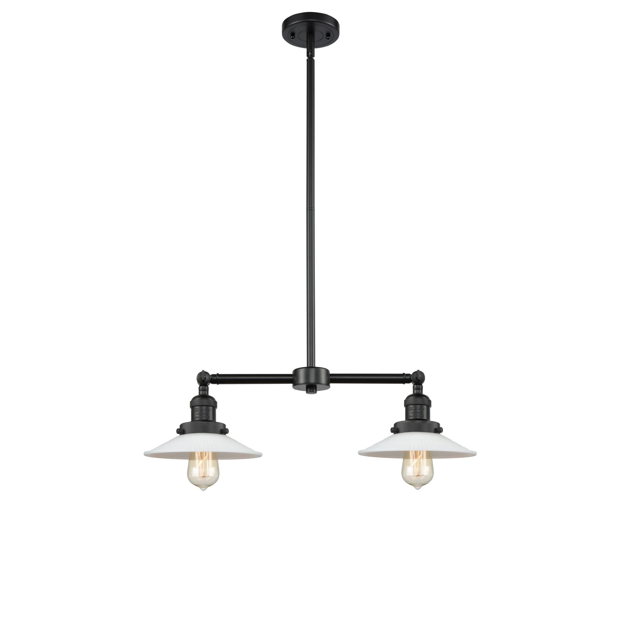 Shown in Matte Black finish and Matte White Halophane - Cone glass