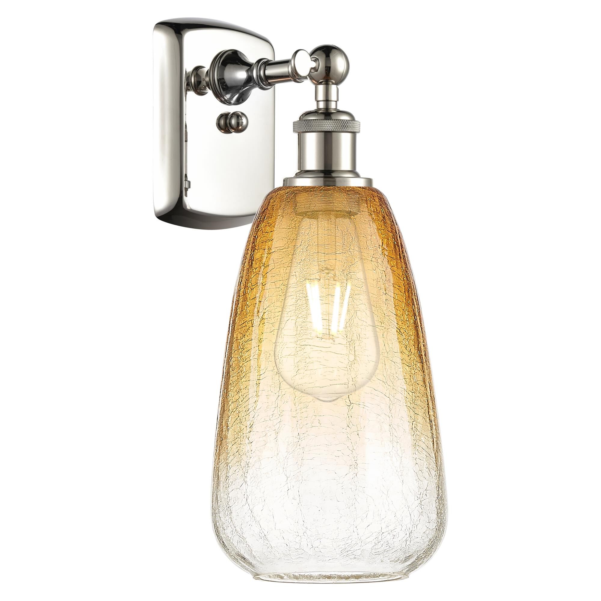 Shown in Polished Nickel finish and Amber glass