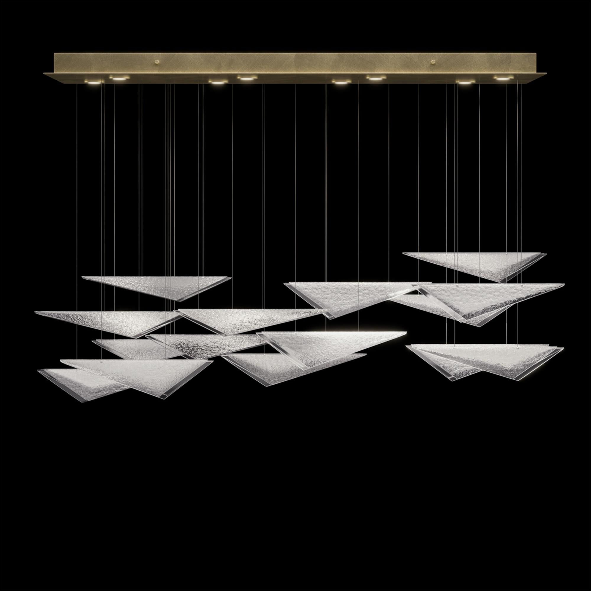 Shown in Gold finish and Clear Hammered glass