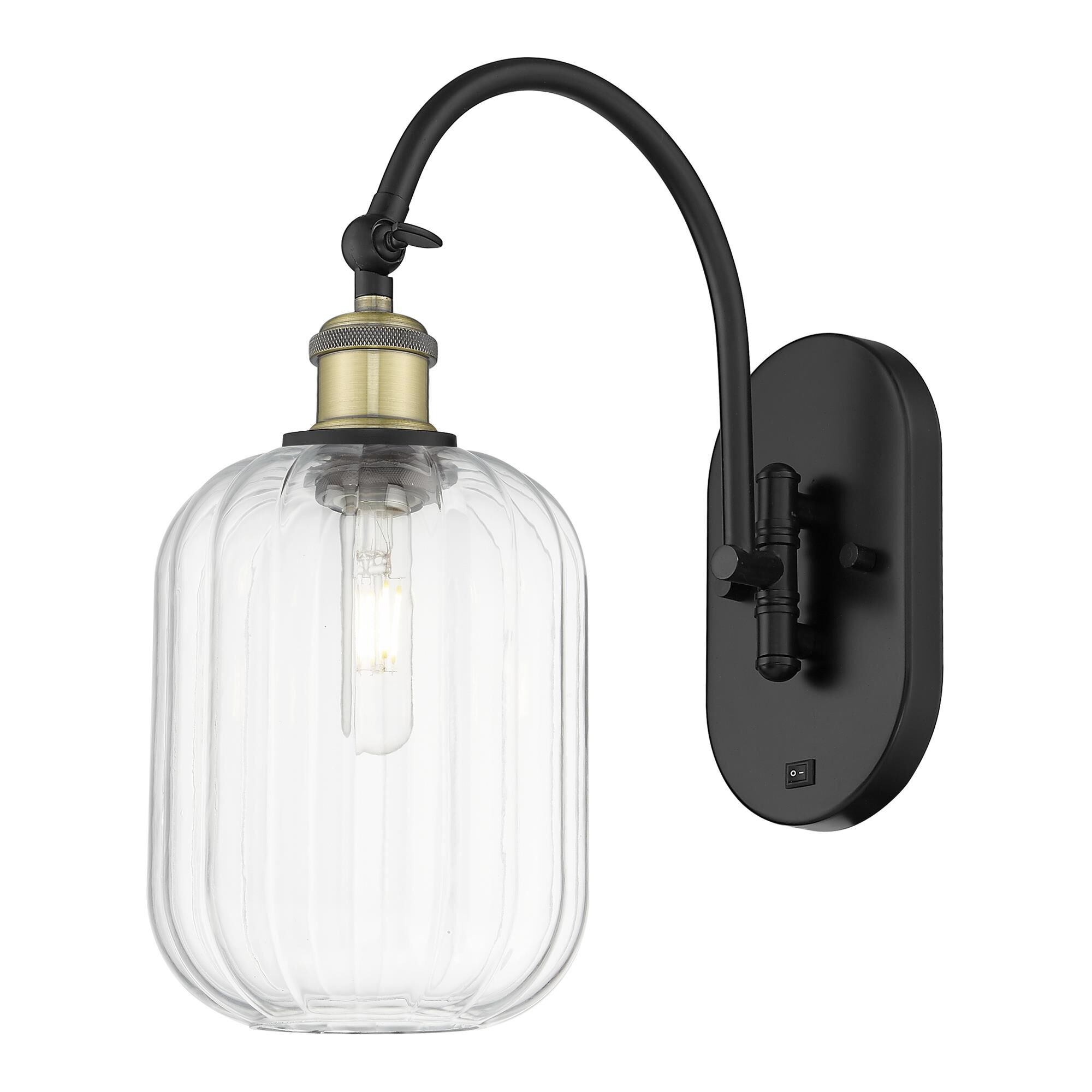 Shown in Black Antique Brass finish and Clear glass