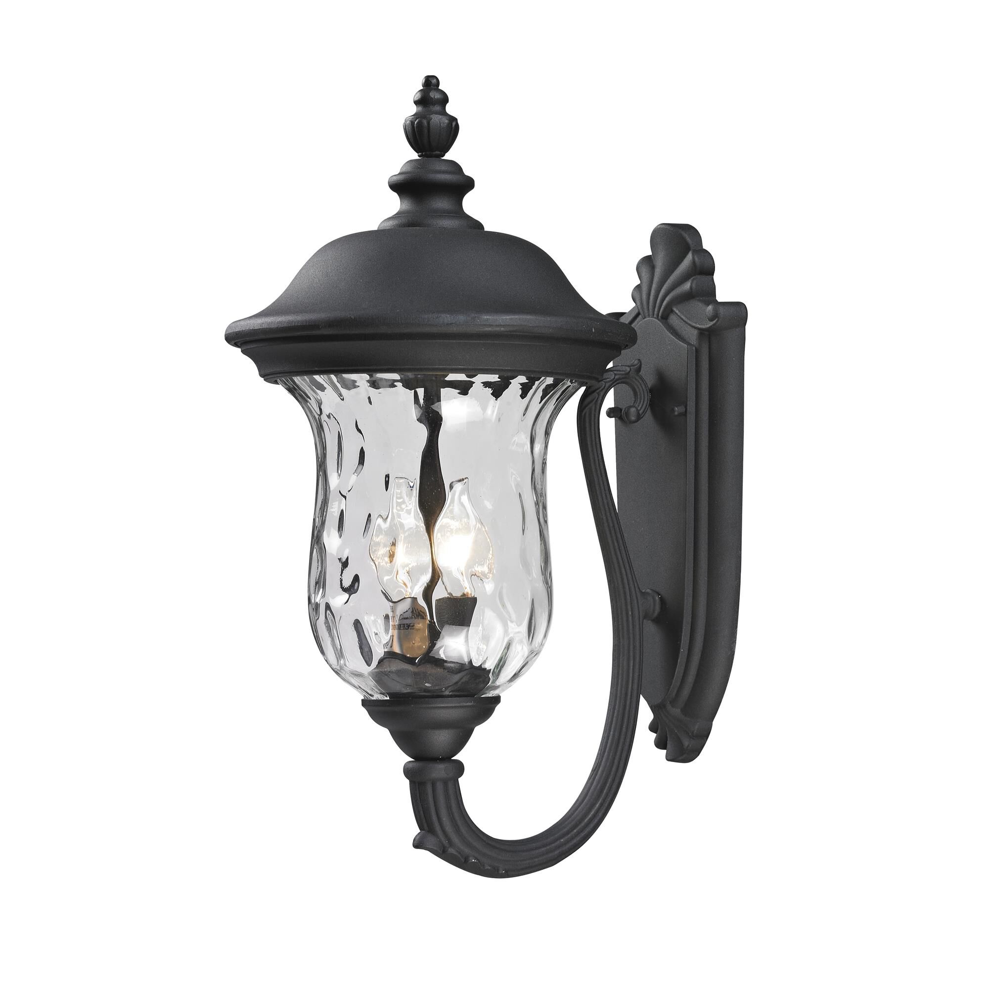 Shown in Black finish and Glass shade