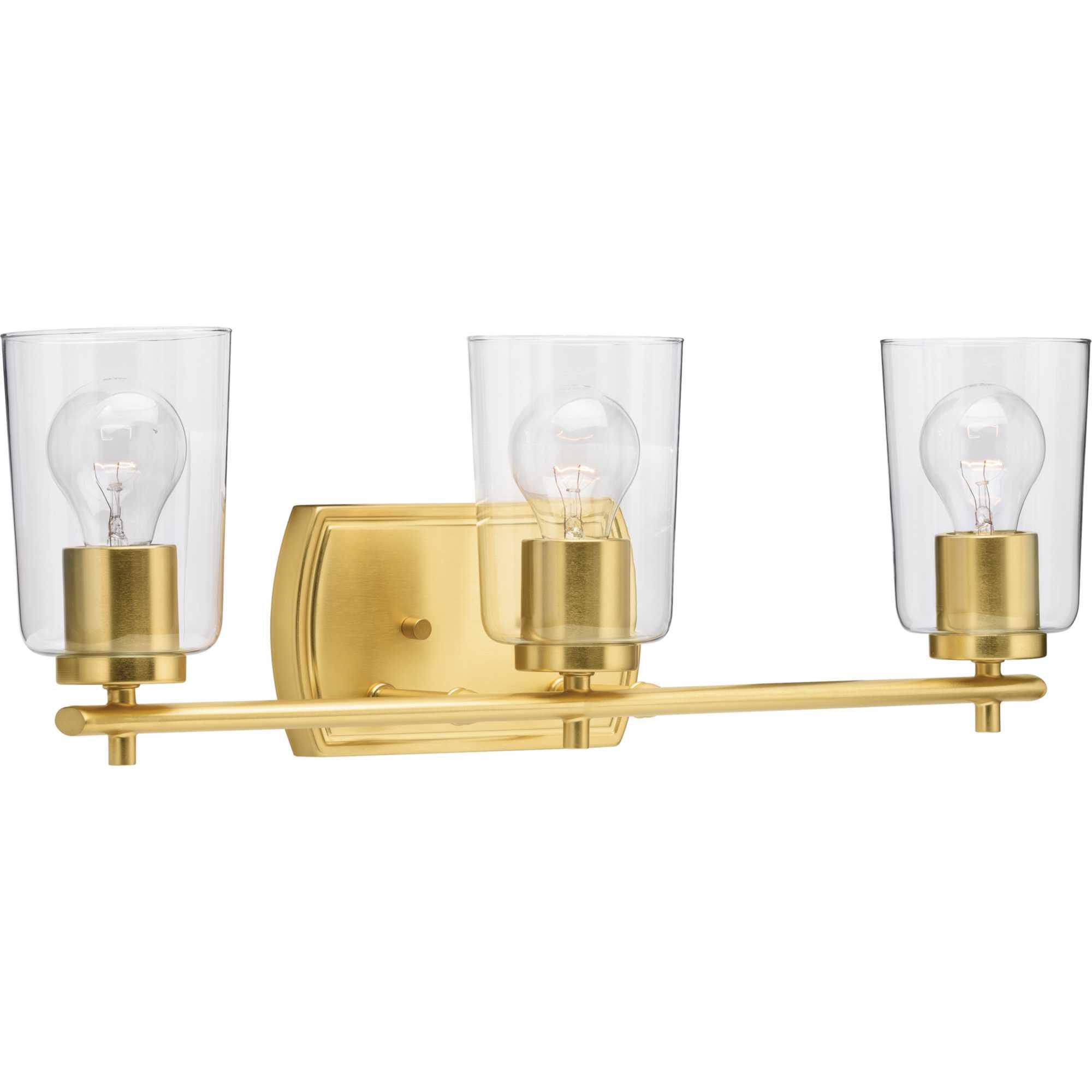 Shown in Satin Brass finish and Clear glass