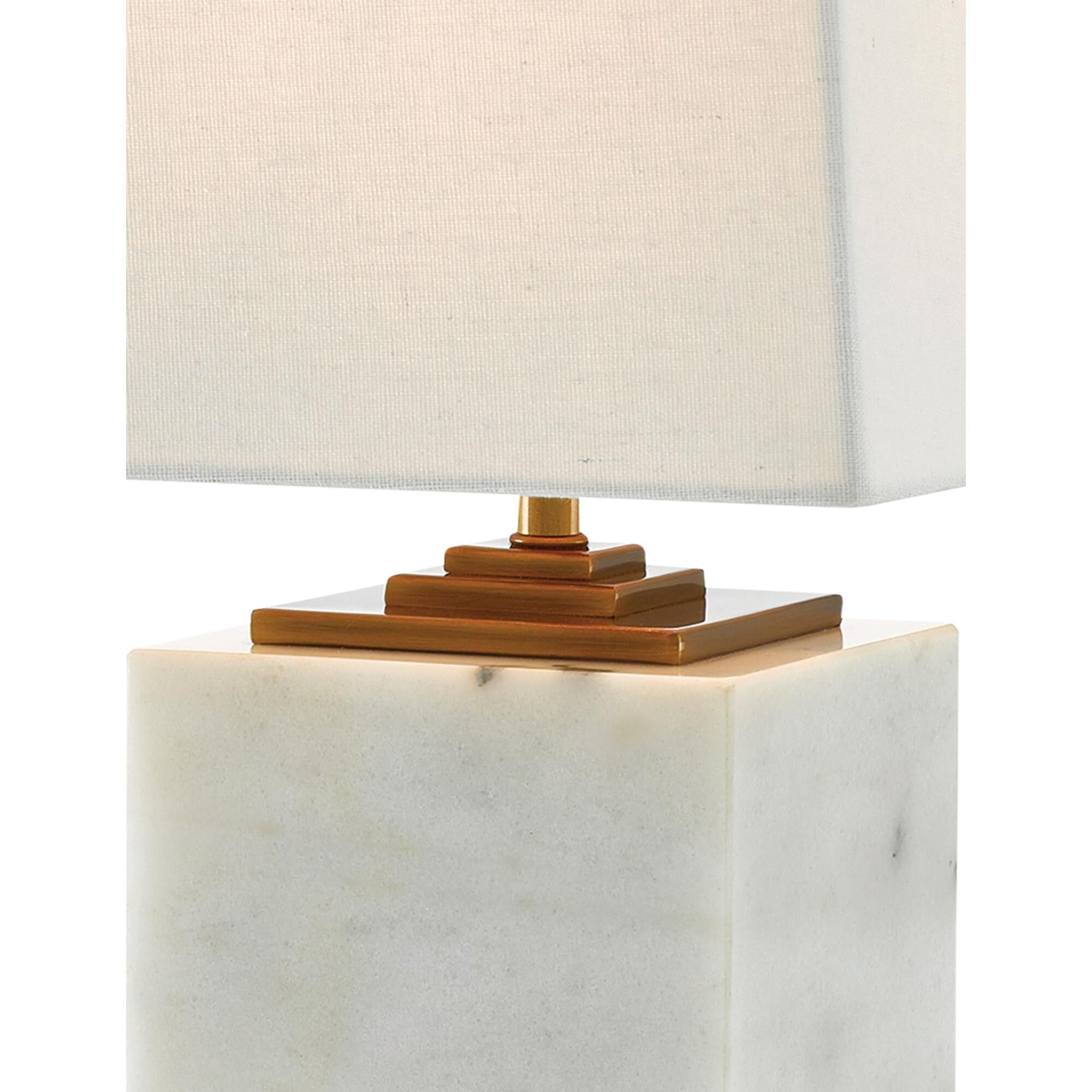 Shown in White/Antique Brass finish and Included shade