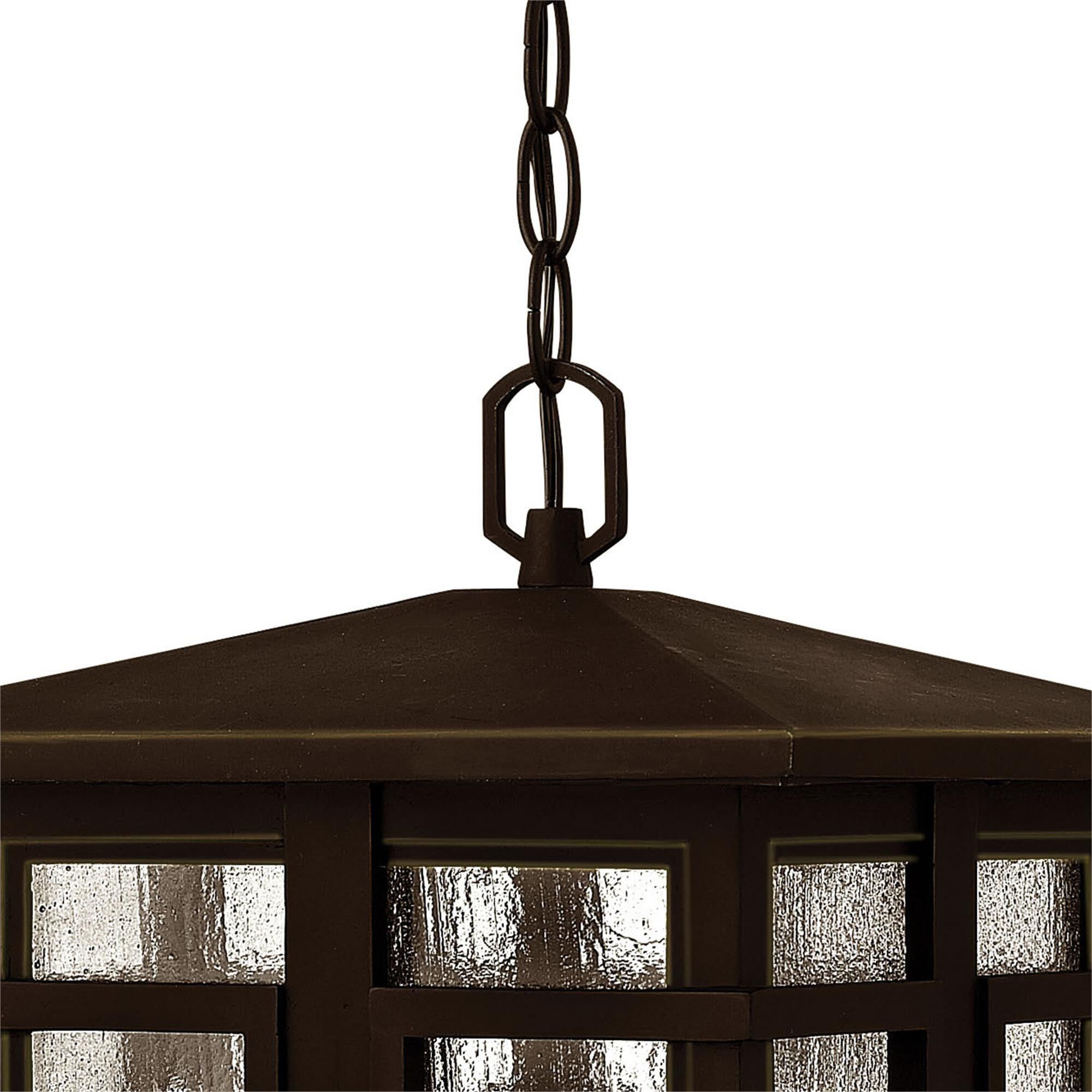 Shown in Oil Rubbed Bronze finish and Clear Seedy glass