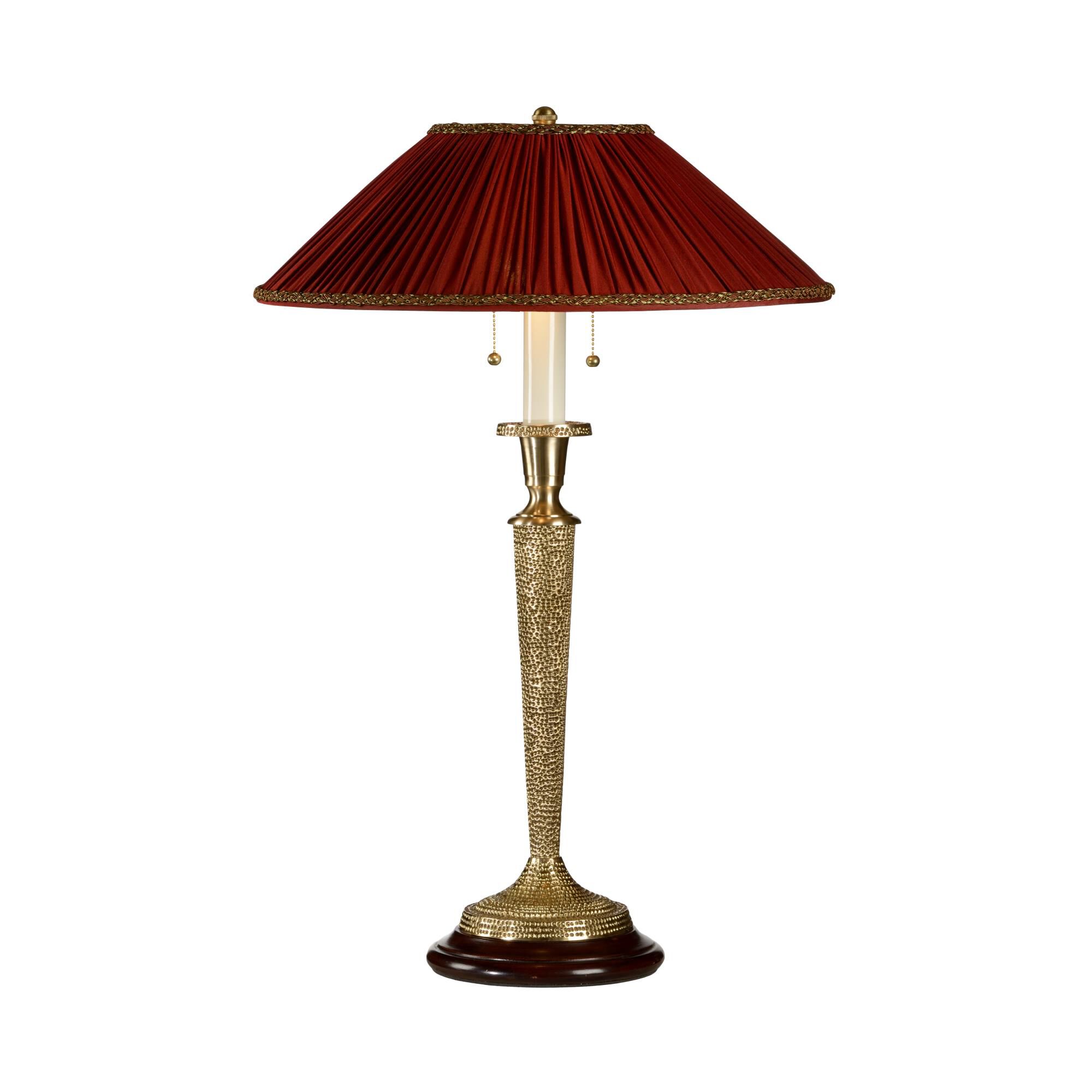 Shown in Antique Brass finish and Silk shade