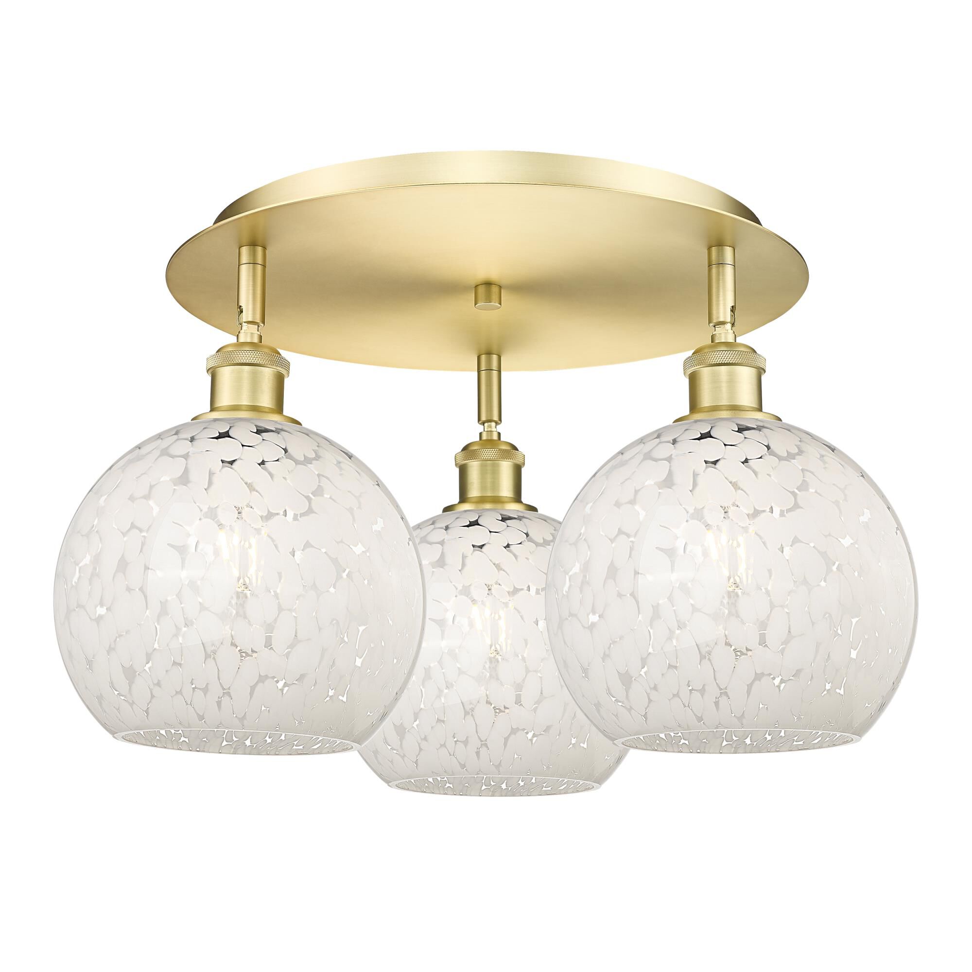 Shown in Satin Gold finish and White Mouchette glass