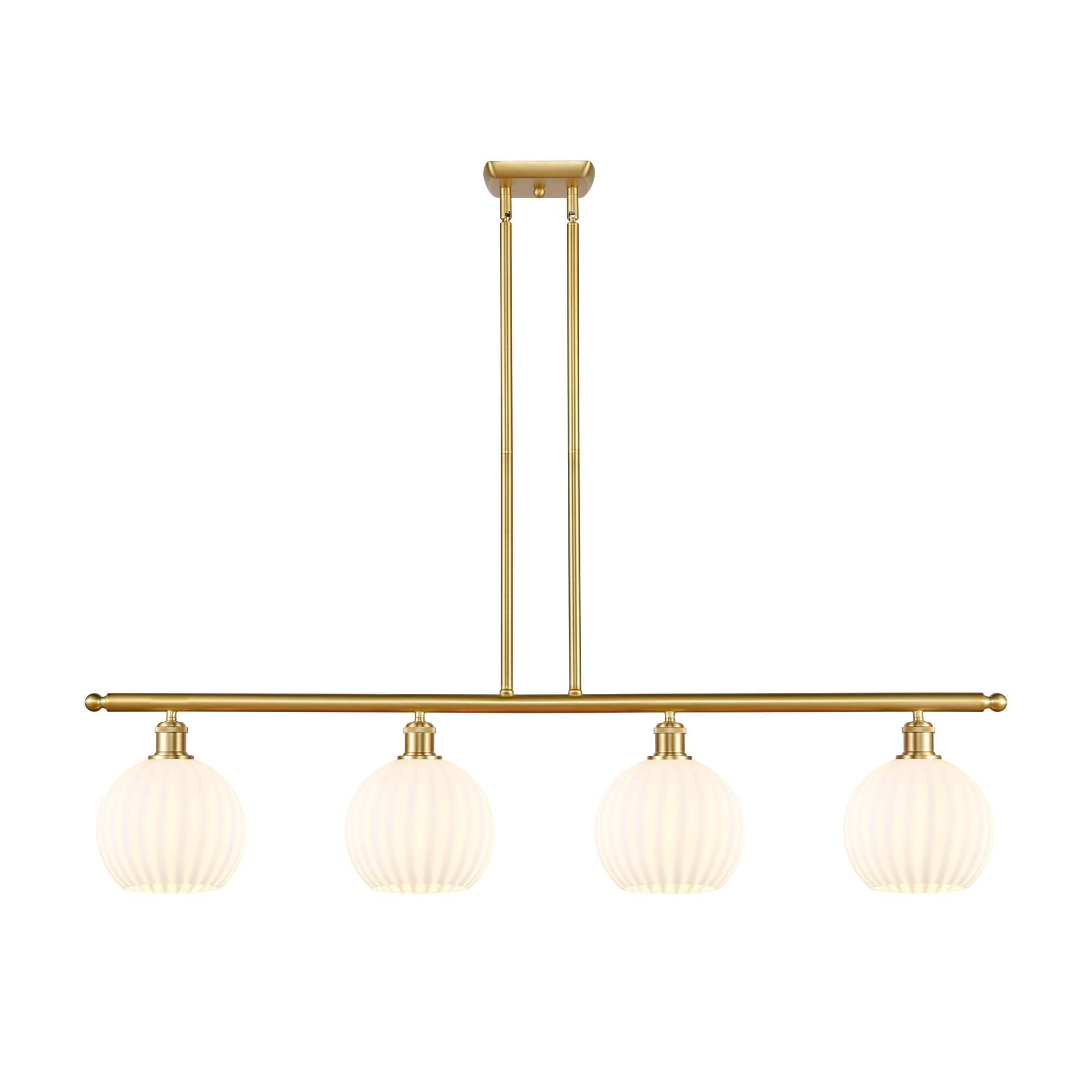 Shown in Satin Gold finish and White Venetian glass