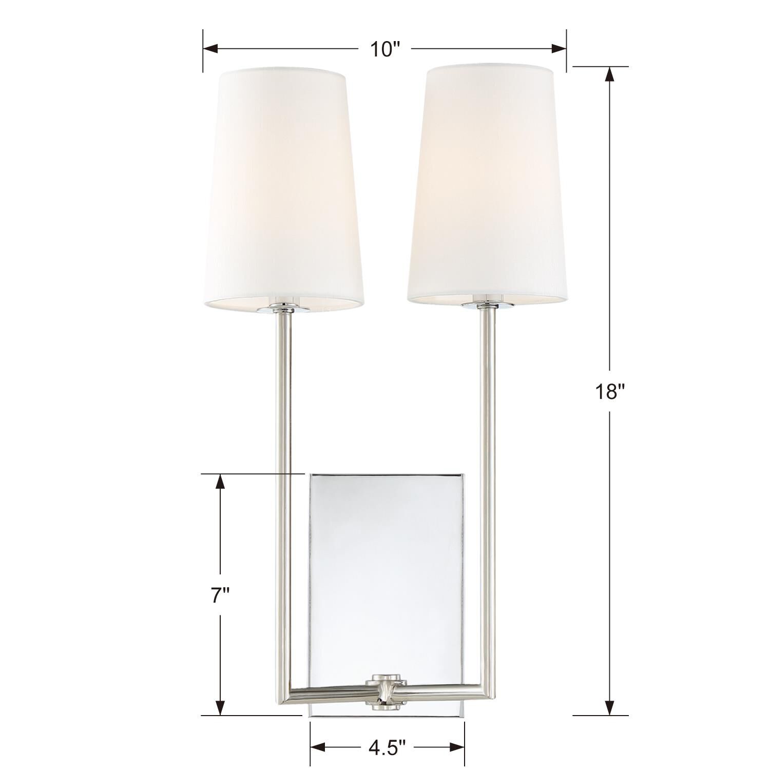 Shown in Polished Chrome finish and White Silk glass and White Silk shade