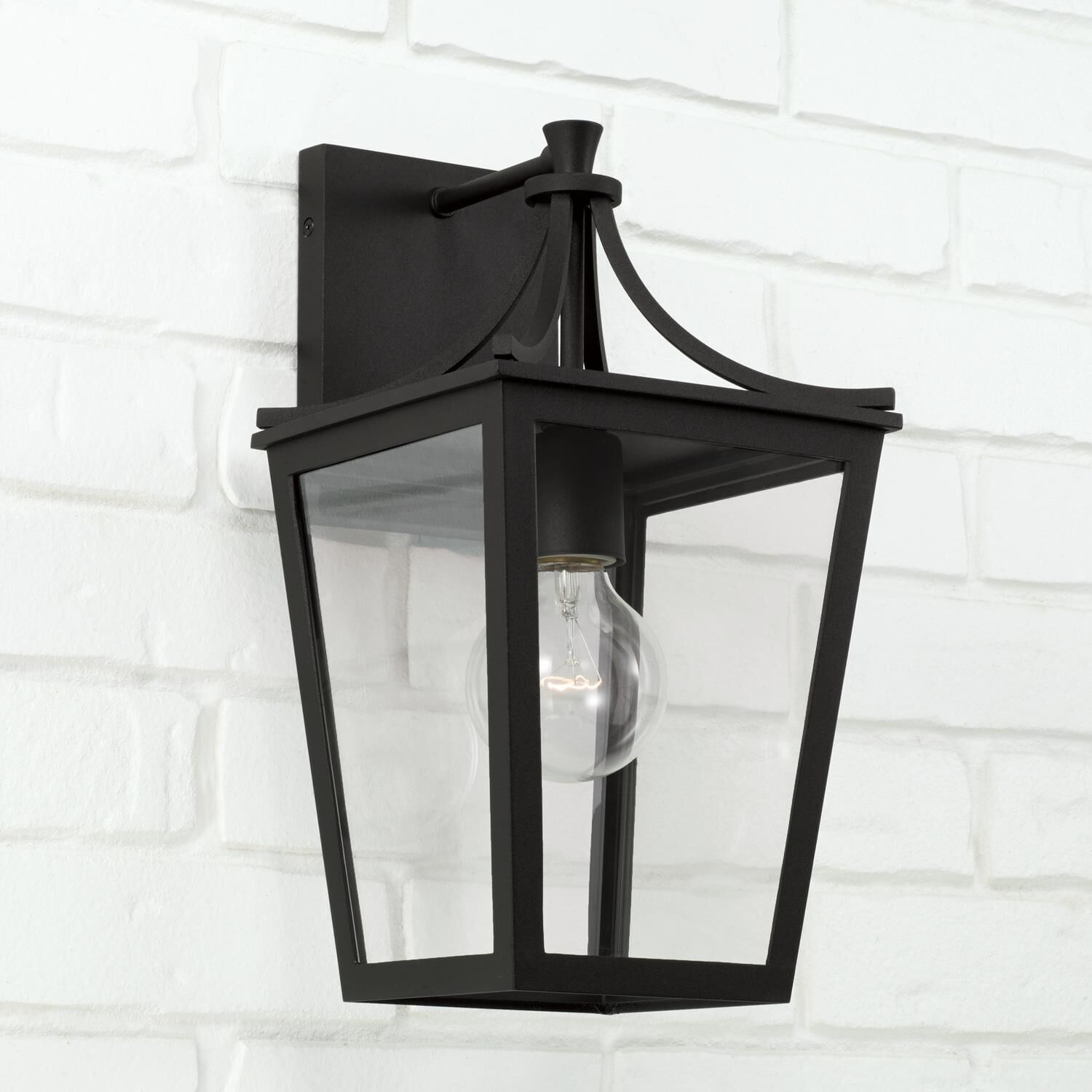 Shown in Black finish and Clear glass