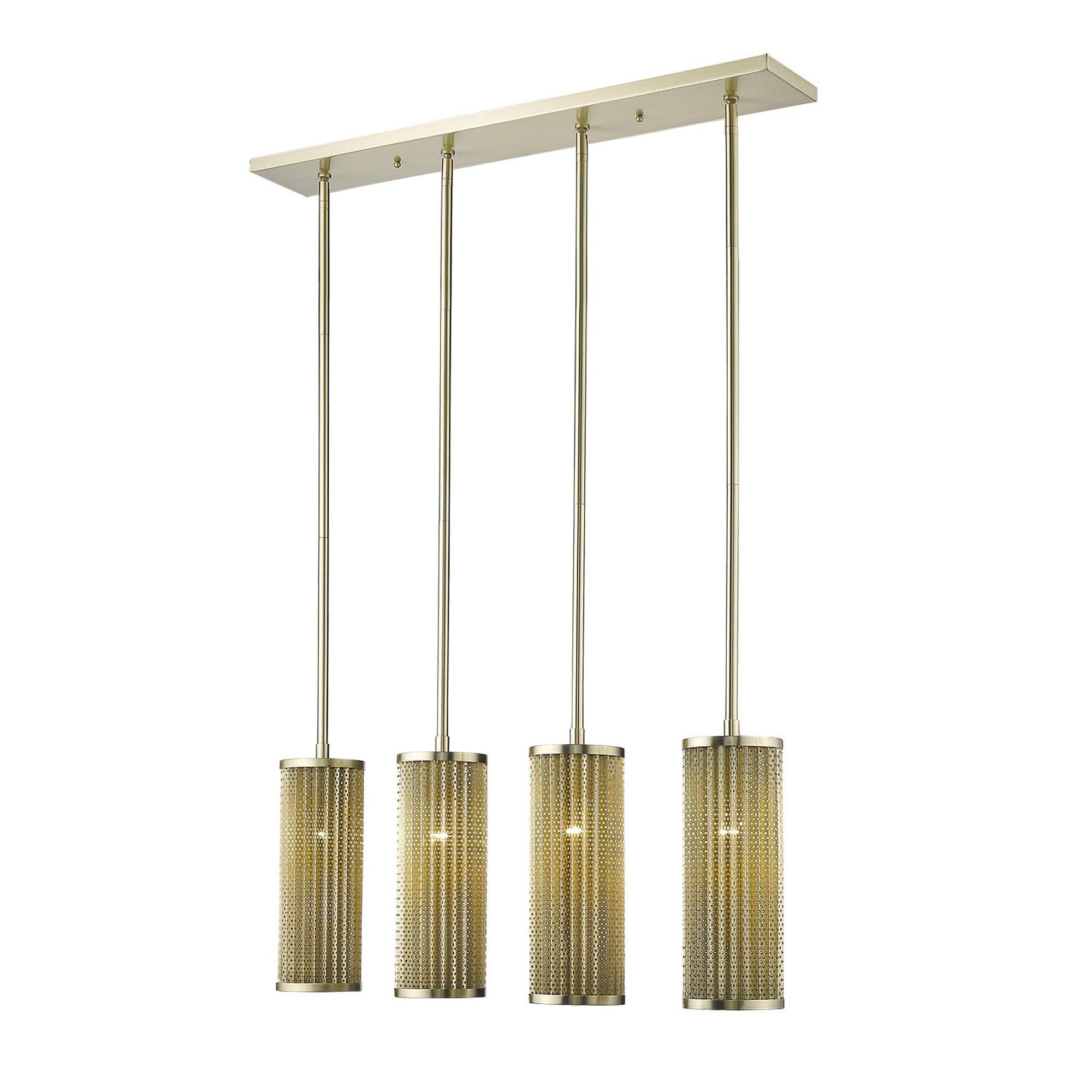 Shown in Gold finish and Gold glass and Gold Metal Cylindrical Shaped s shade