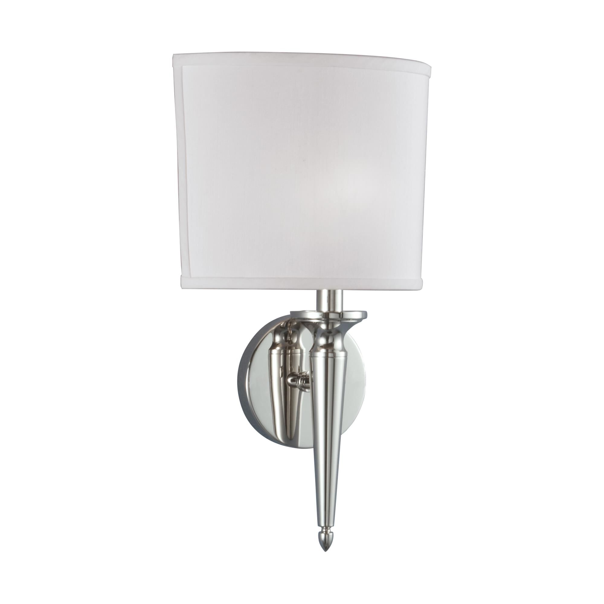 Shown in Polished Nickel finish and White Lamp shade
