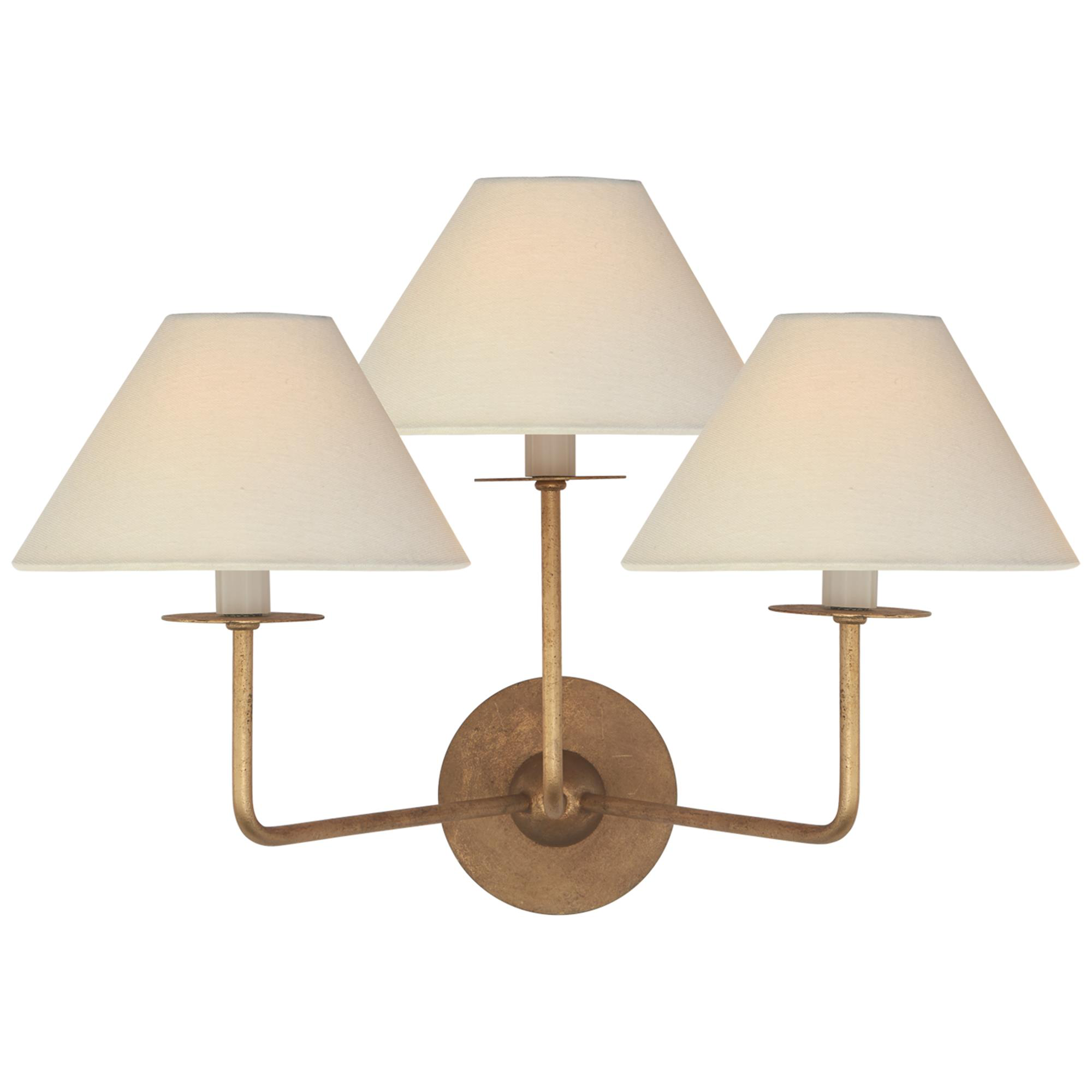 Shown in Gilded Iron finish and Linen shade