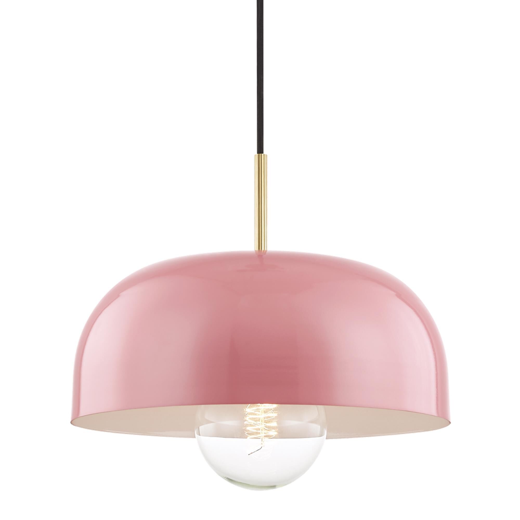 Shown in Aged Brass-Pink finish and Pink Metal shade