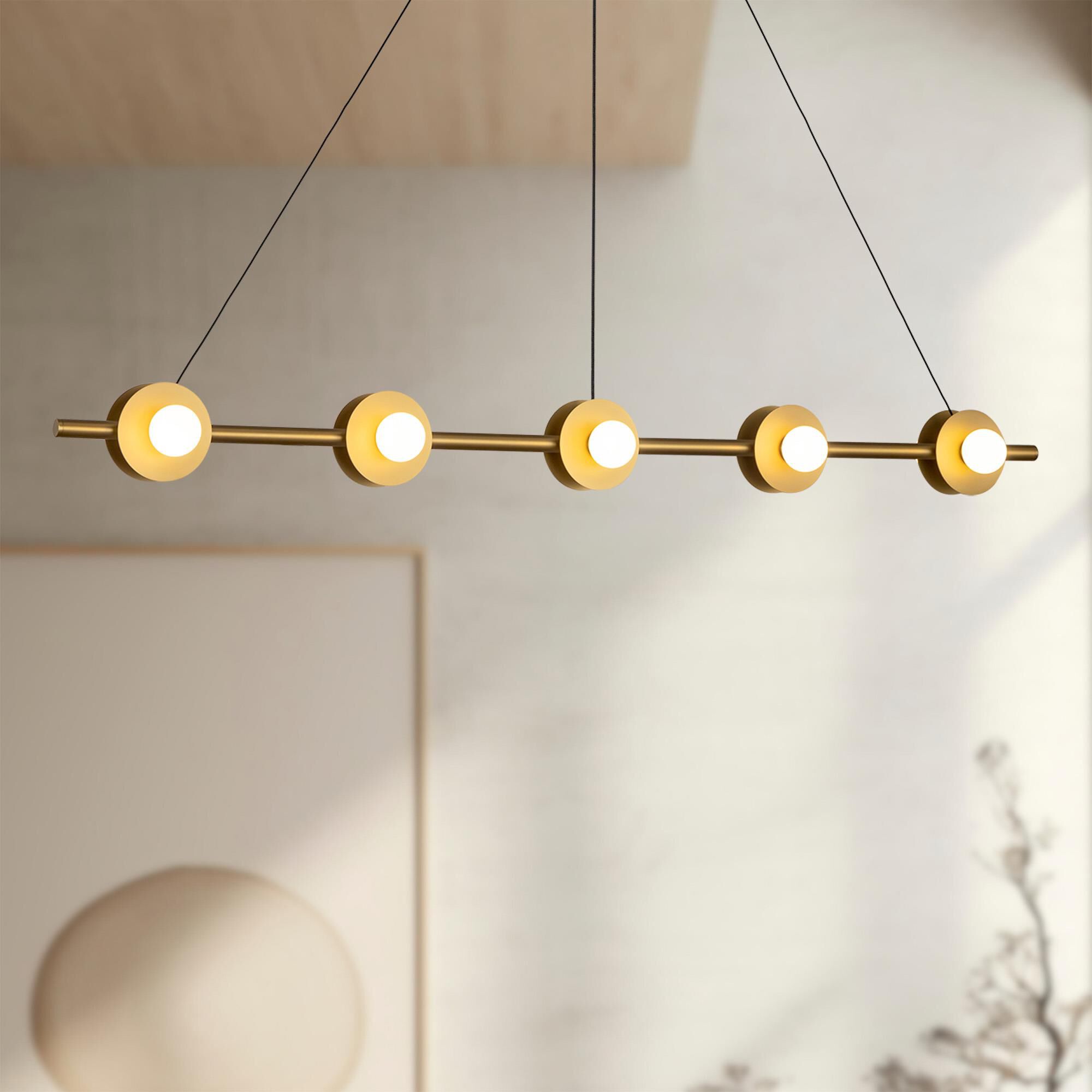 Shown in Brushed Gold finish and Opal glass