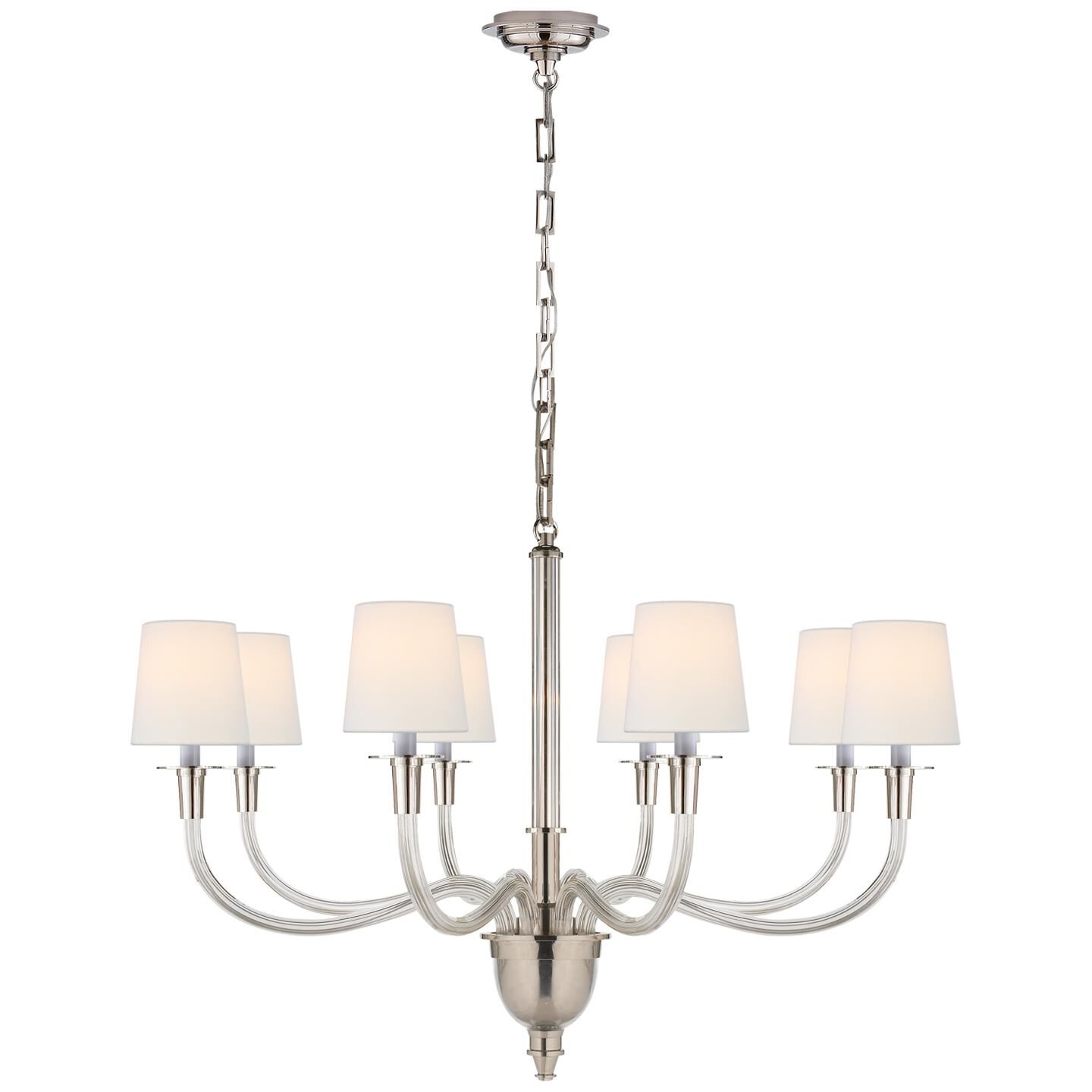 Shown in Polished Nickel finish and Linen shade