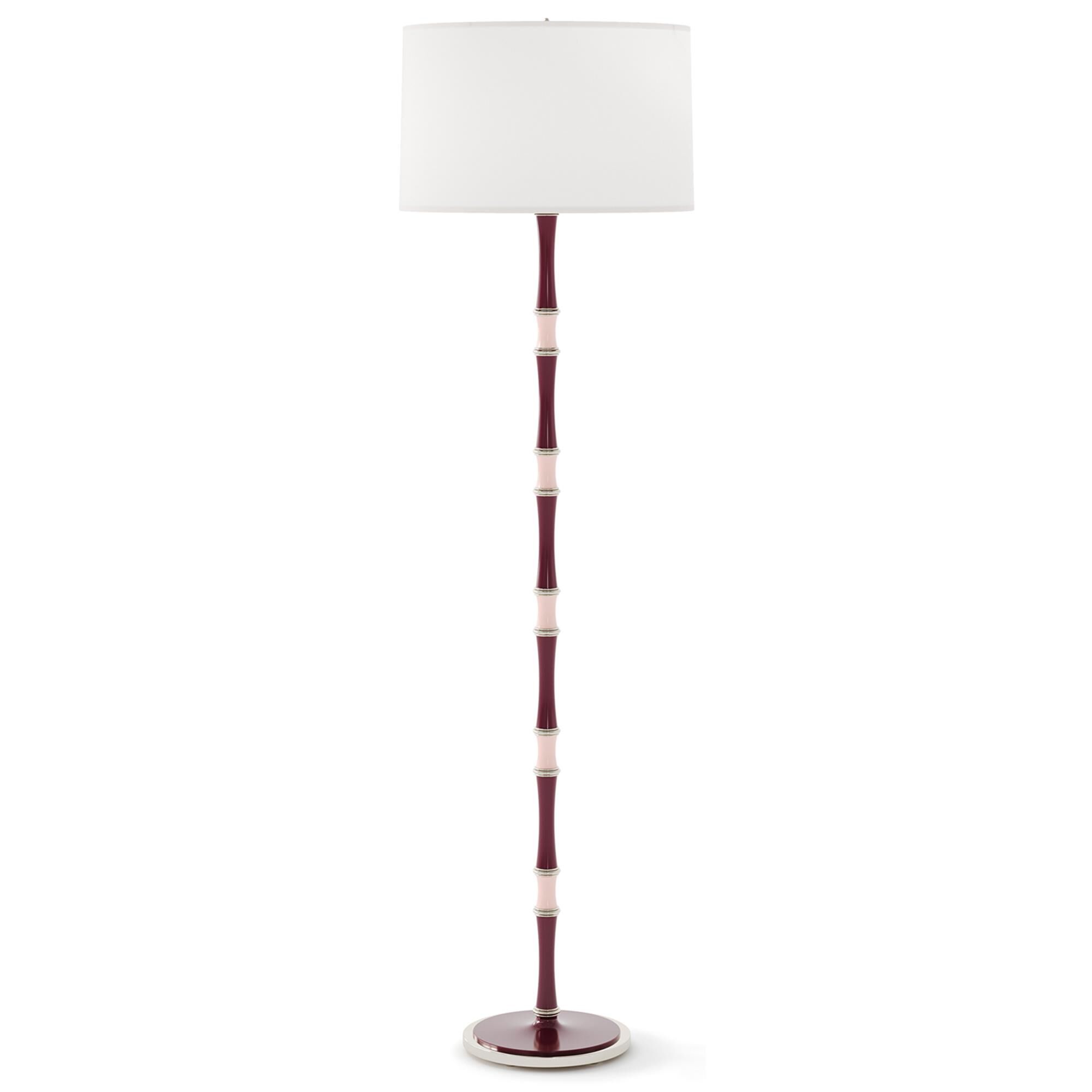 Shown in Sugar Plum Rose Water finish and Ascot White shade and Polished Nickel accent
