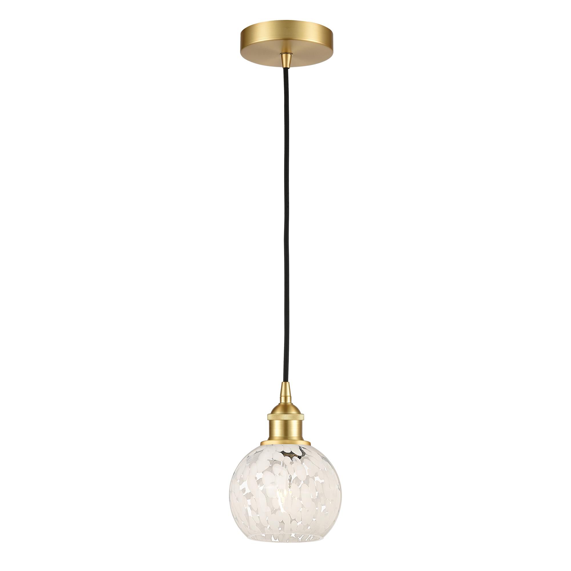 Shown in Satin Gold finish and White Mouchette glass
