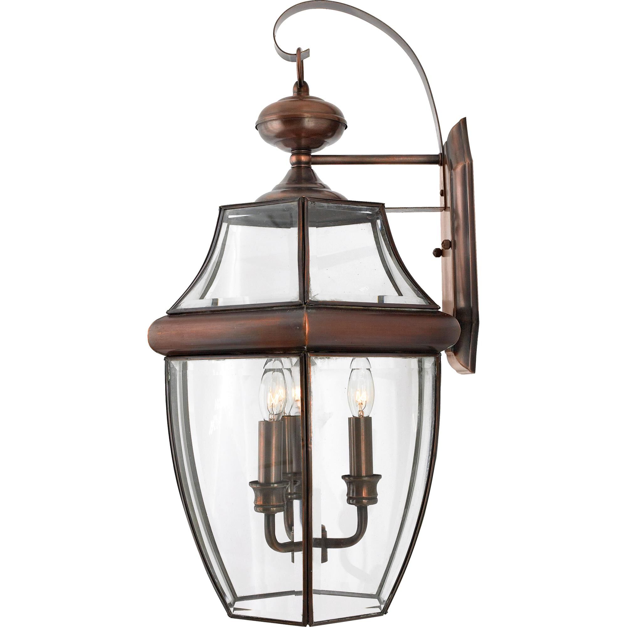 Shown in Aged Copper finish and Clear Beveled glass