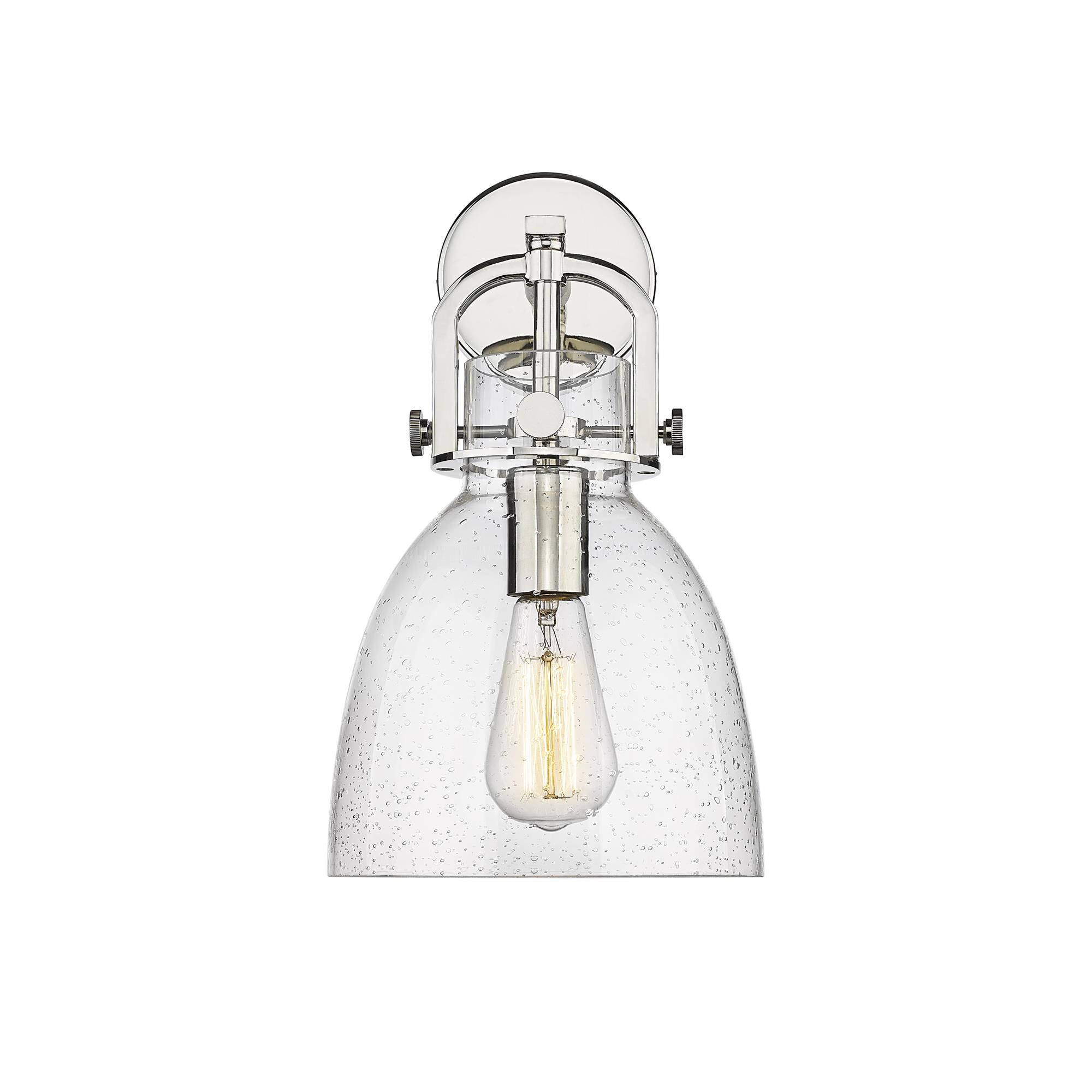 Shown in Polished Nickel finish and Seedy glass