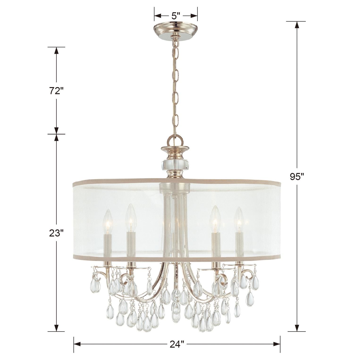 Hampton 24 Inch 5 Light Chandelier by Crystorama