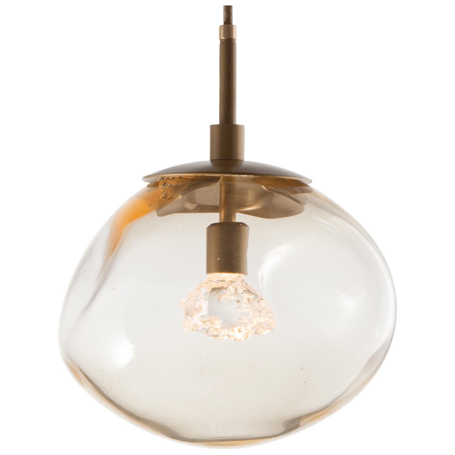 Shown in Gilded Brass finish and Floret Inner Amber Outer glass