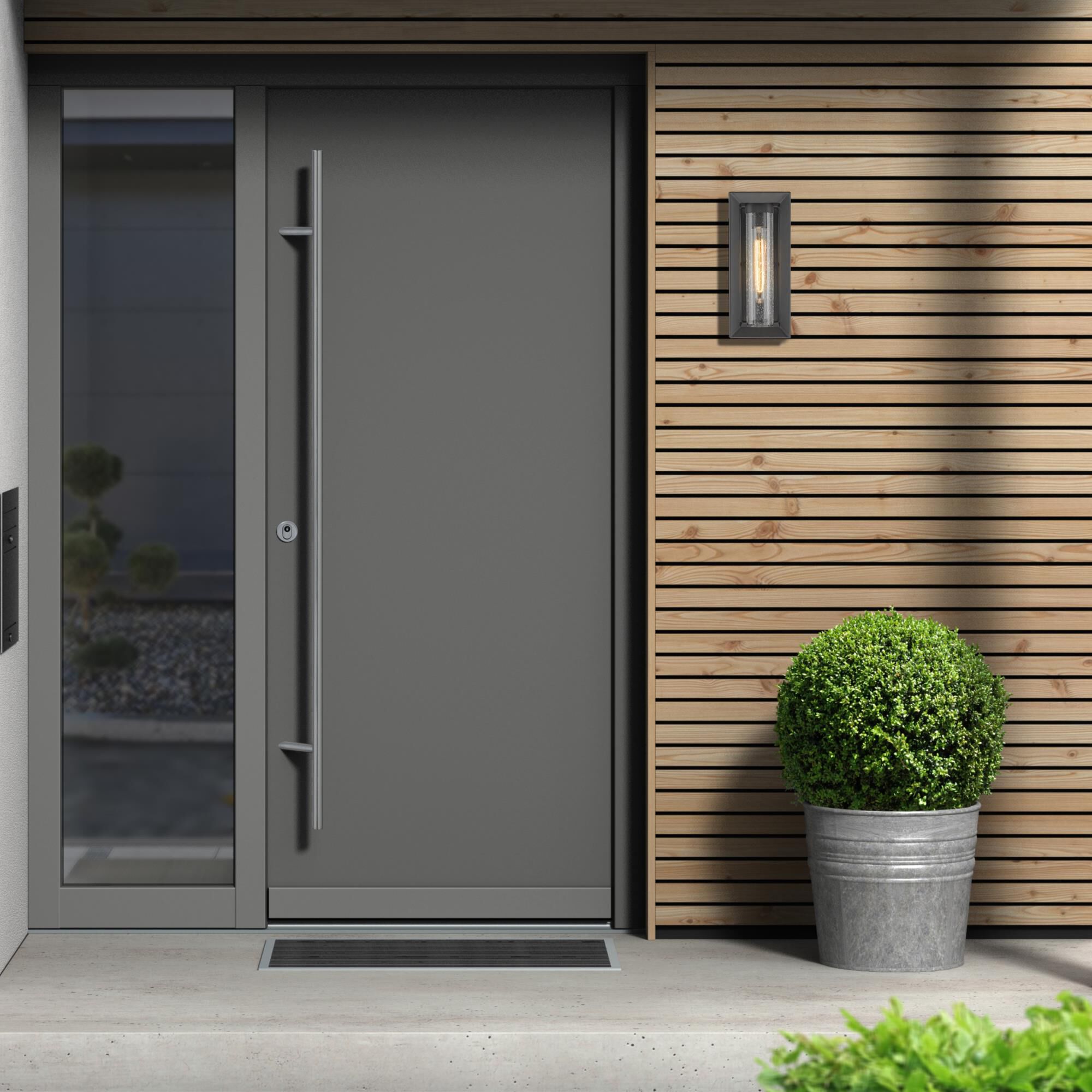 Shown in Natural Black (UV Coated) finish and Seeded glass