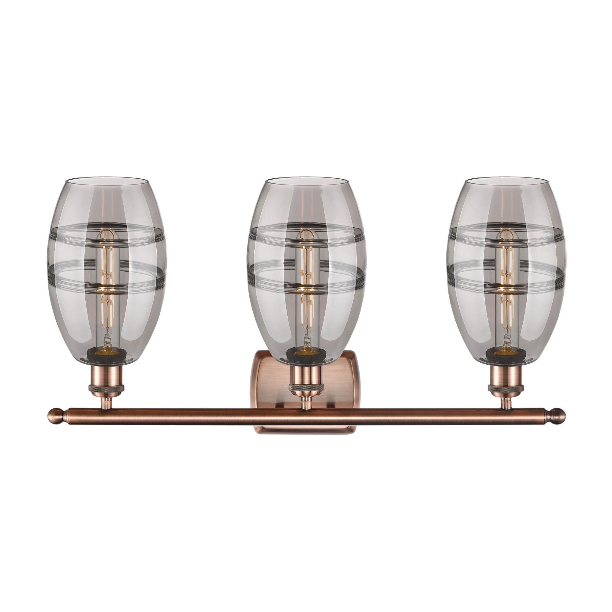 Shown in Antique Copper finish and Light Smoke glass