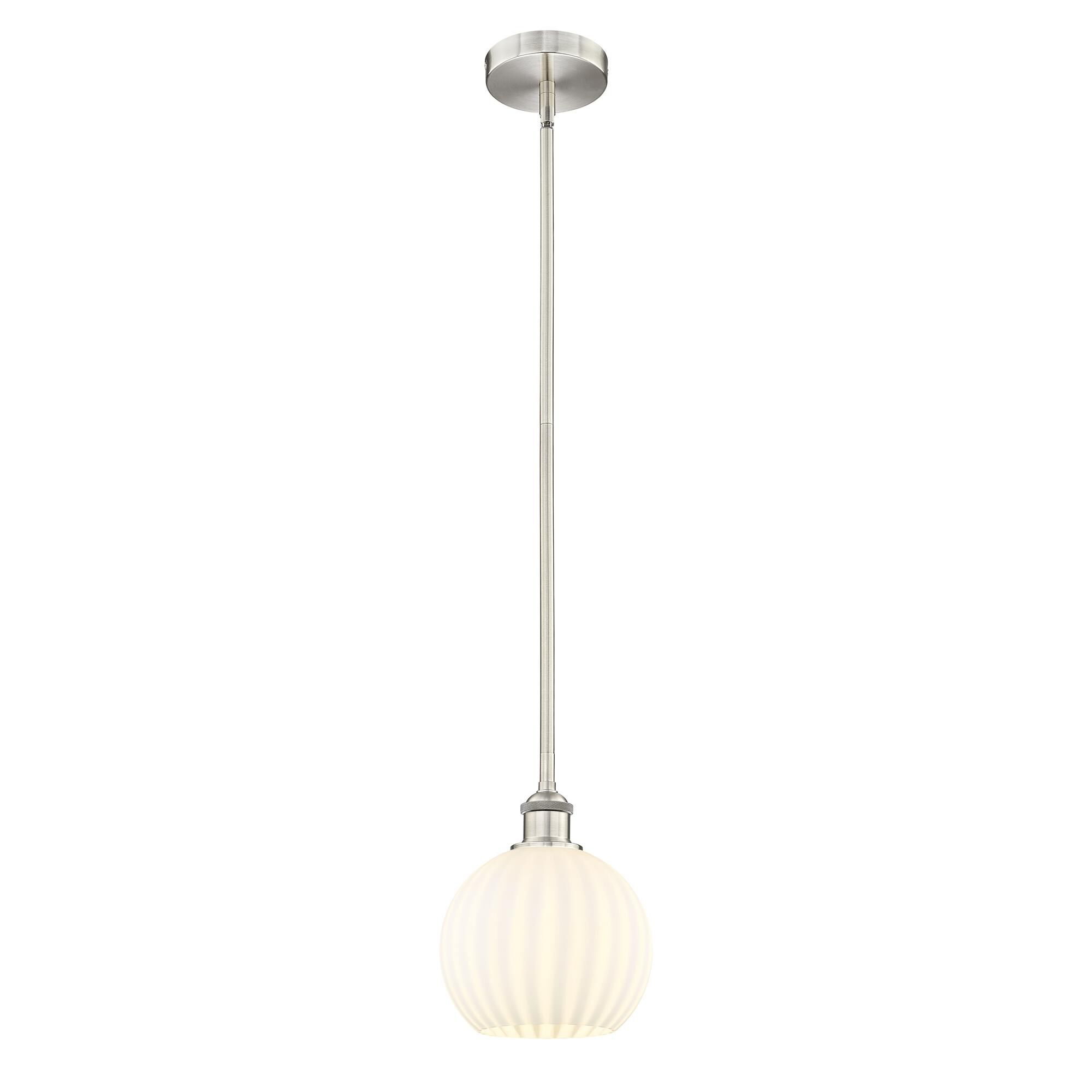 Shown in Brushed Satin Nickel finish and White Venetian glass