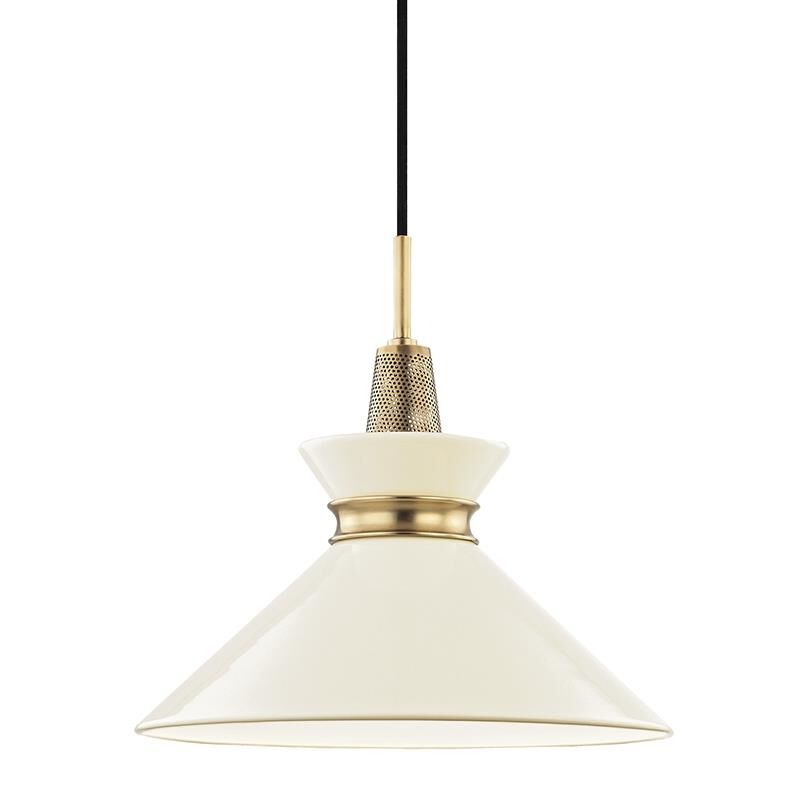 Shown in Aged Brass-Cream finish and Cream Metal shade
