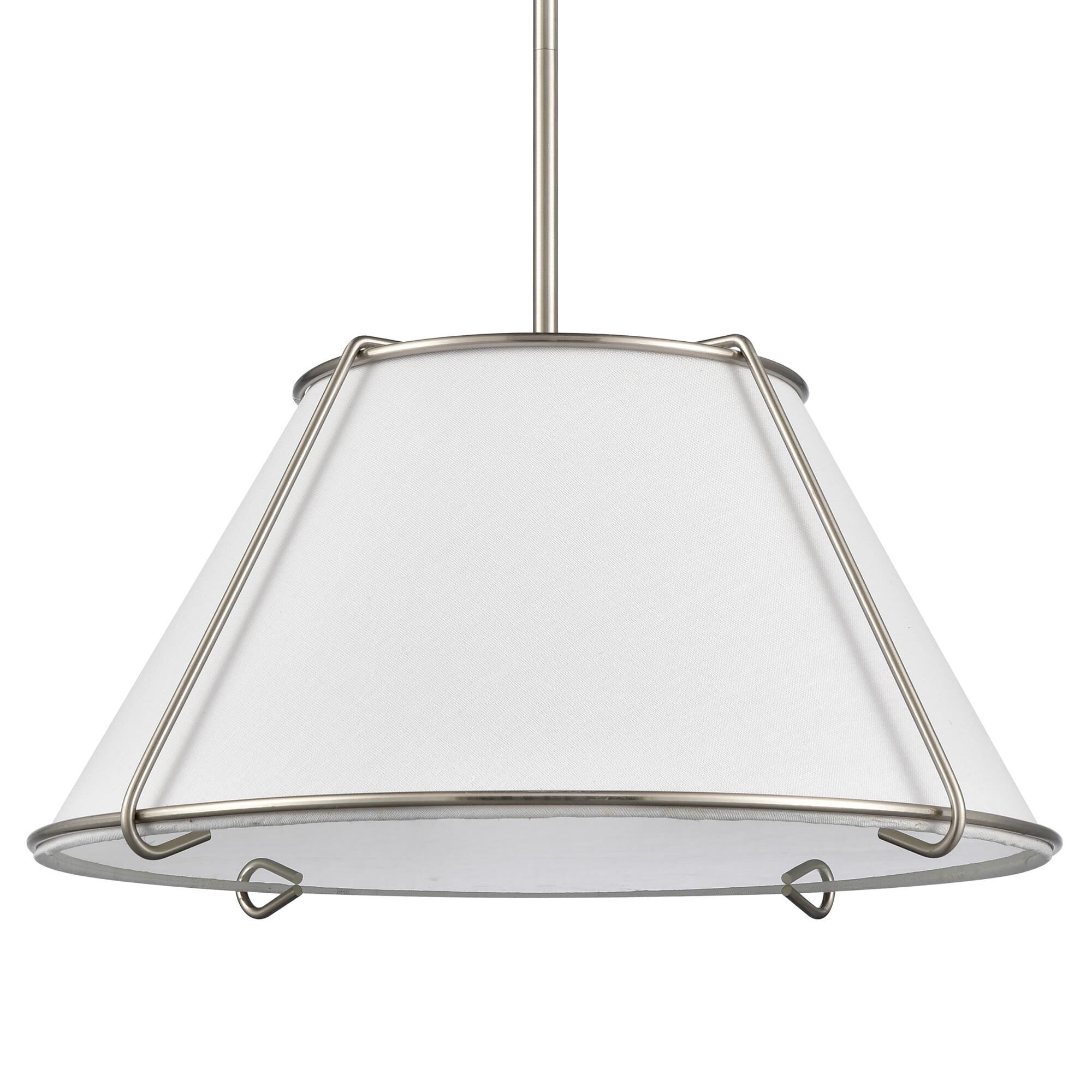 Shown in Silver finish and White Linen Fabric shade